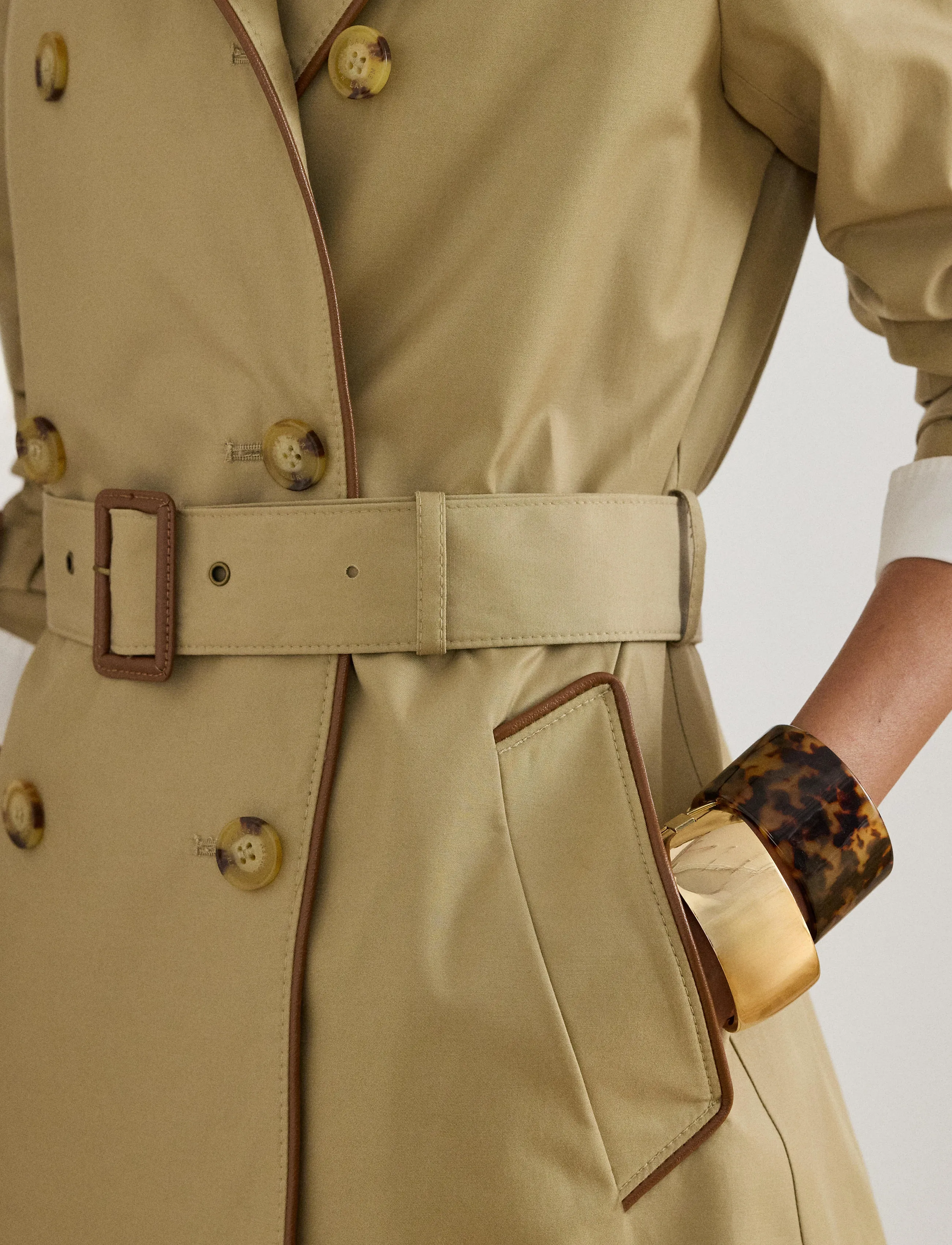 Lauren Ralph Lauren - Double-Breasted Cotton-Blend Trench Coat - trench coats - birch tan - 5
