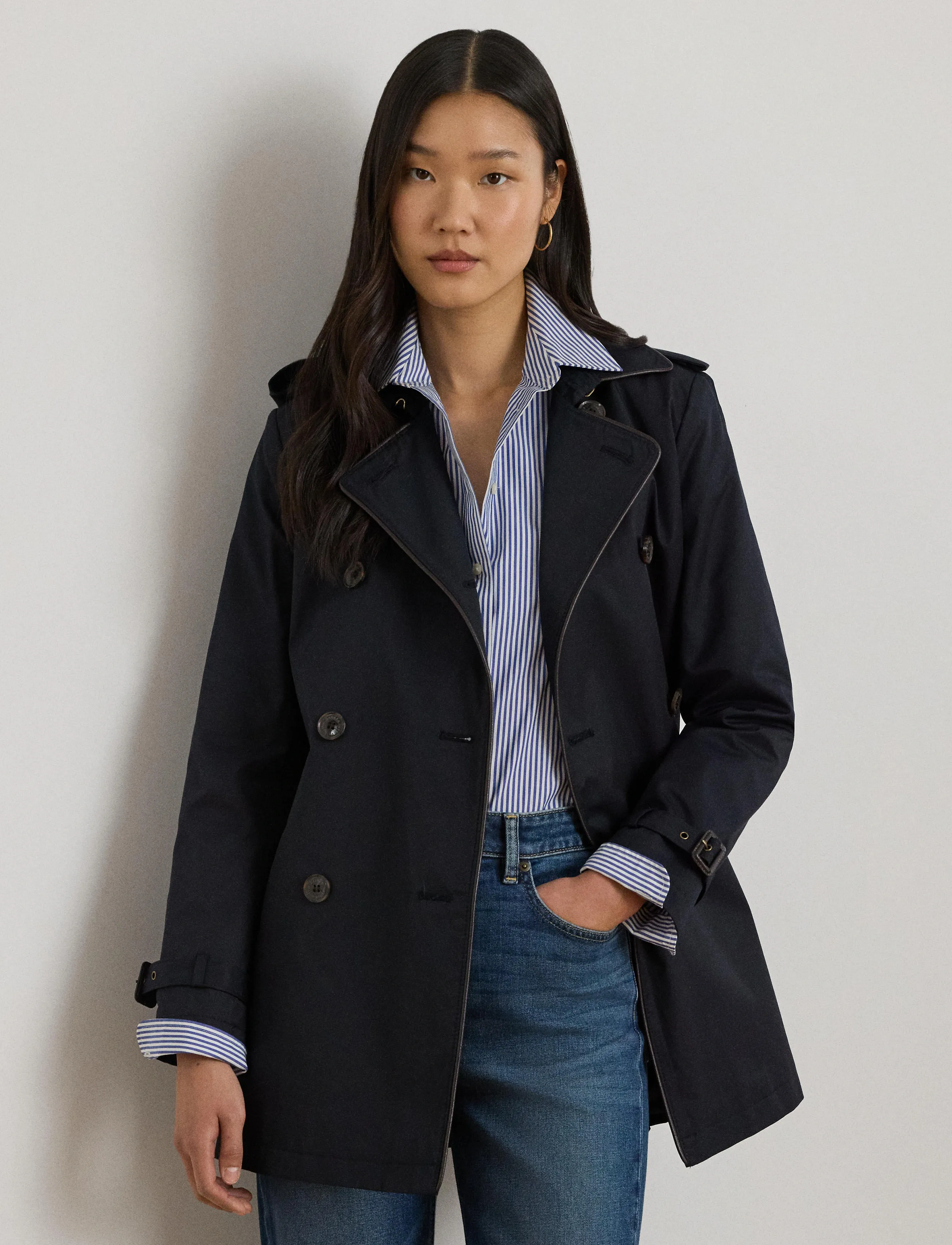 Lauren Ralph Lauren Double-Breasted Cotton-Blend Trench Coat - Mallistot - DK NAVY / navy