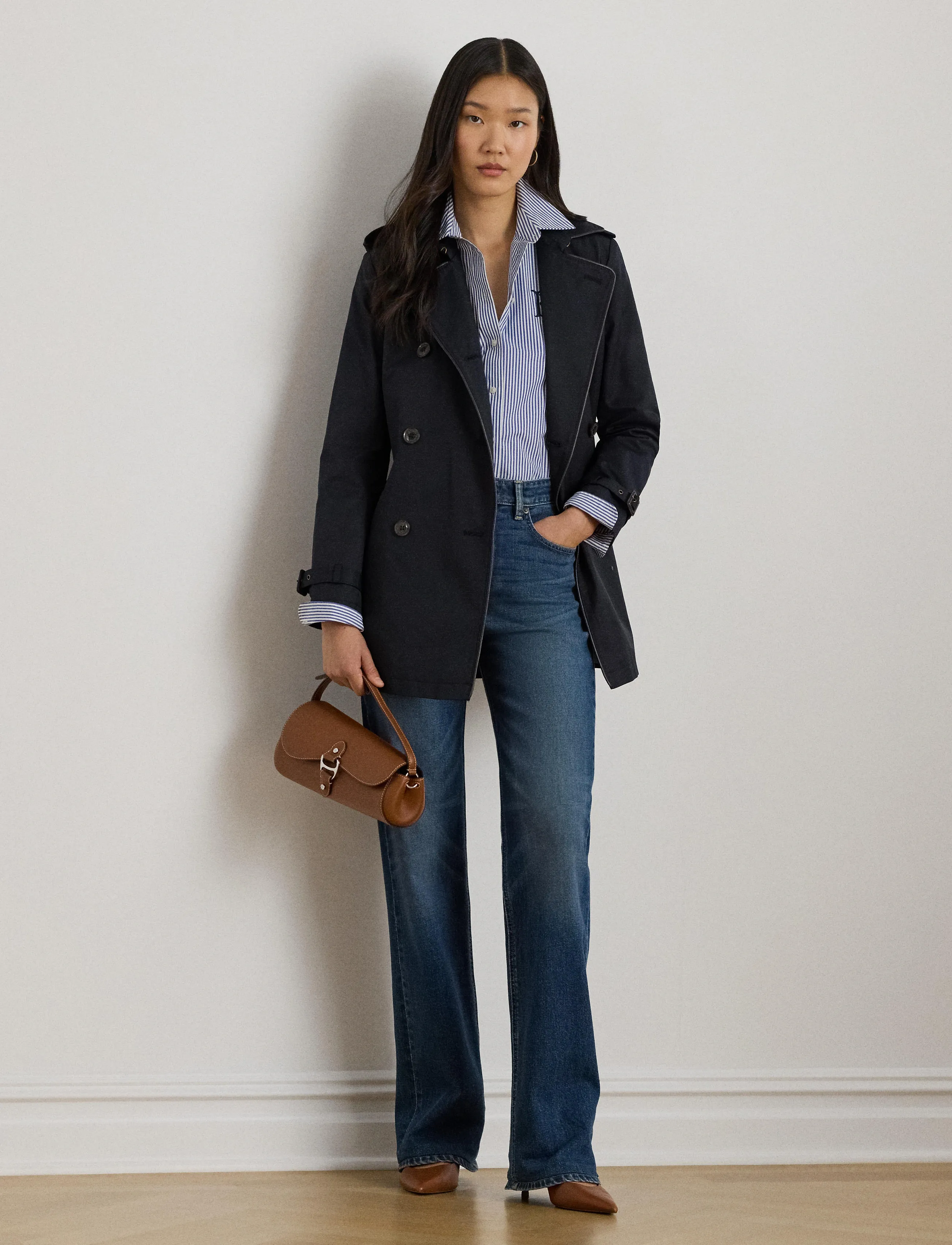 Lauren Ralph Lauren Double-Breasted Cotton-Blend Trench Coat - Jakker & Frakker - DK NAVY / navy