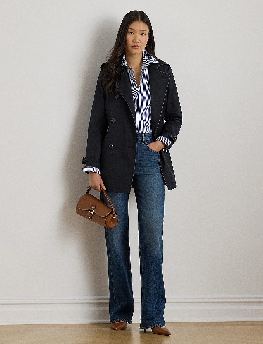 Lauren Ralph Lauren - Double-Breasted Cotton-Blend Trench Coat - trenchs - dk navy - 0