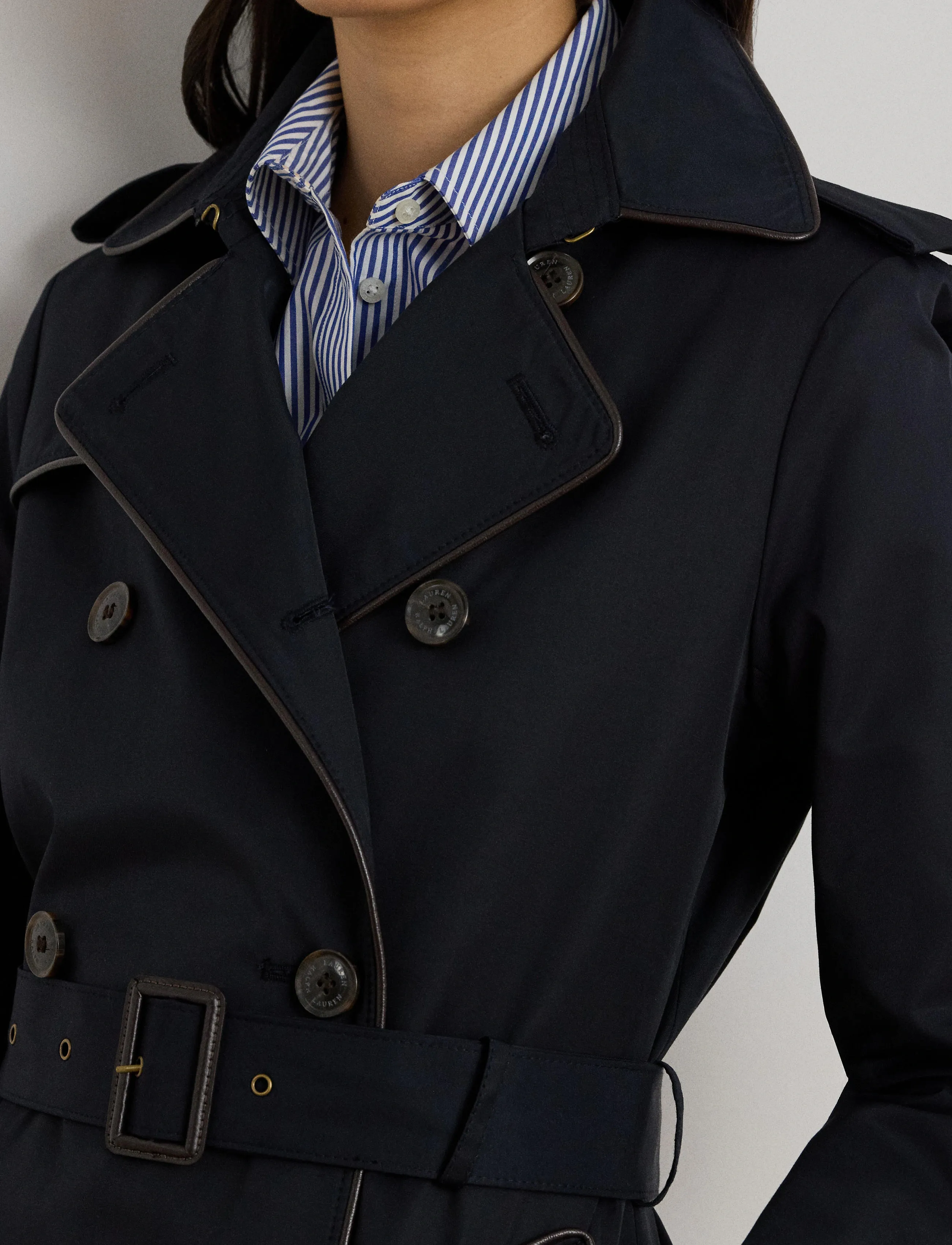 Lauren Ralph Lauren - Double-Breasted Cotton-Blend Trench Coat - trenchs - dk navy - 4