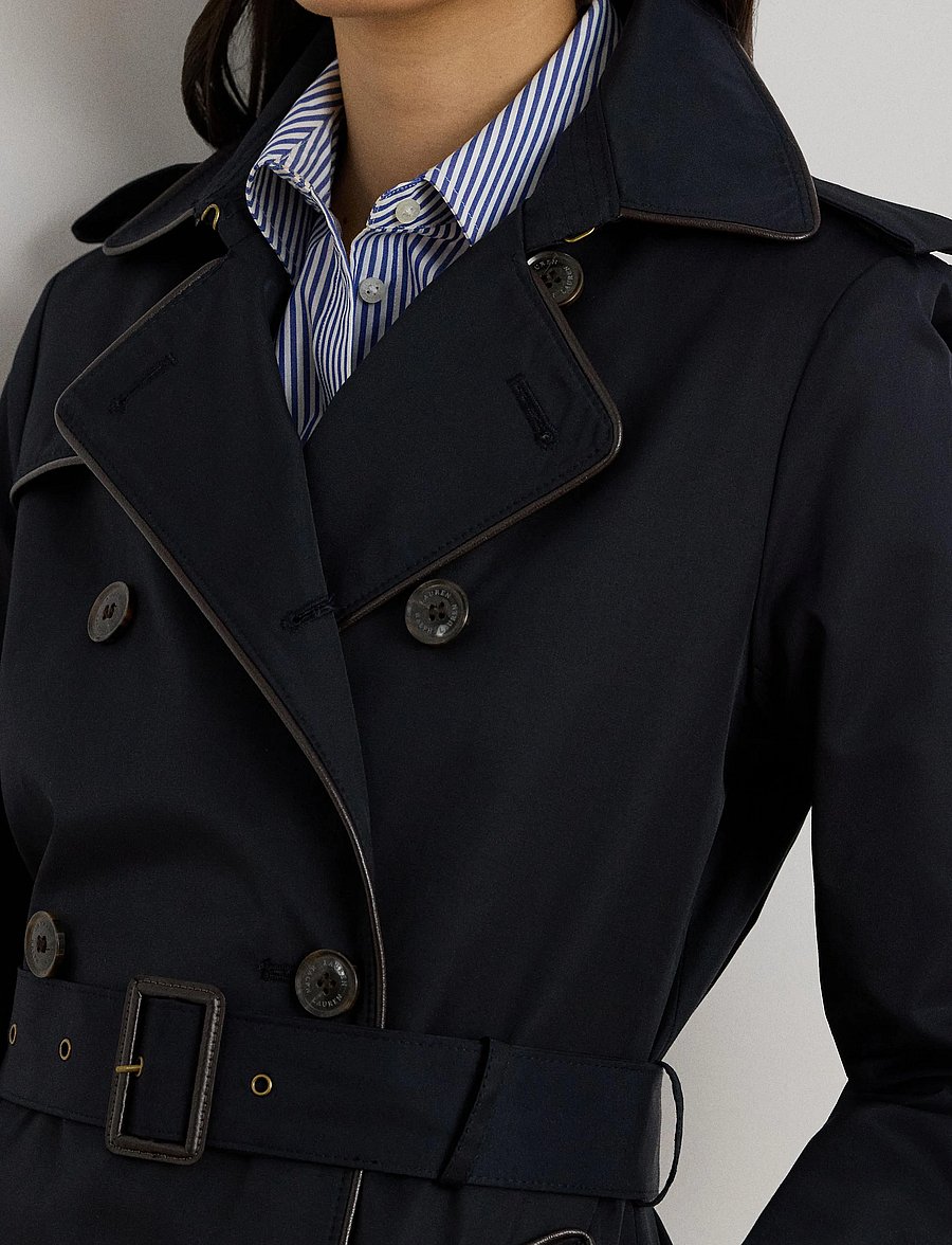 Lauren Ralph Lauren - Double-Breasted Cotton-Blend Trench Coat - trenchs - dk navy - 4