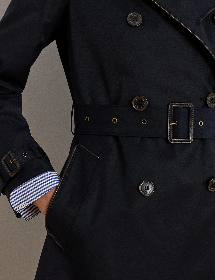 Lauren Ralph Lauren - Double-Breasted Cotton-Blend Trench Coat - trenchs - dk navy - 5