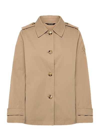 Embroidered-Crest Twill Trench Coat - Trenchcoats
