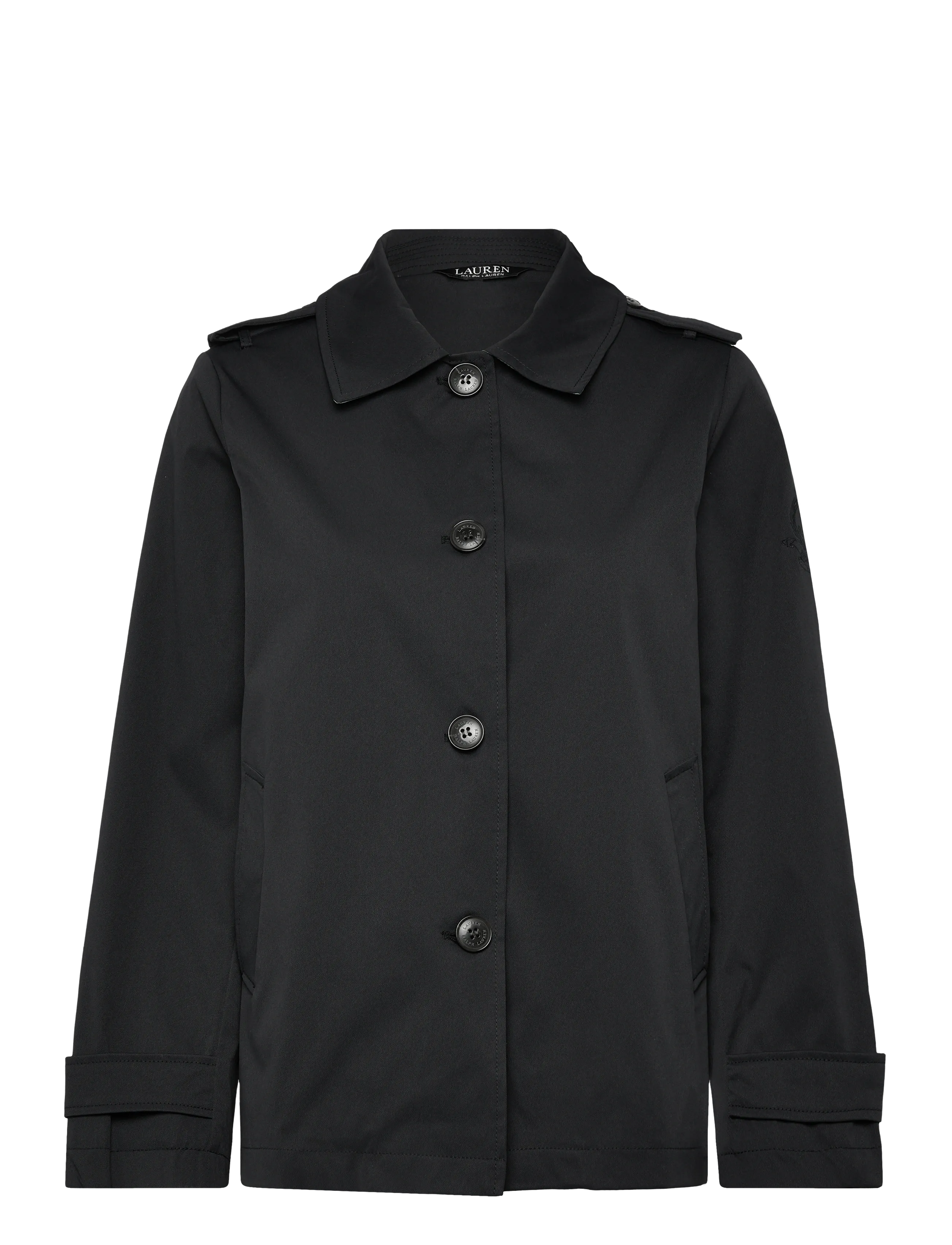 Lauren Ralph Lauren Embroidered-Crest Twill Trench Coat - Lauren Ralph Lauren - DK NAVY / black