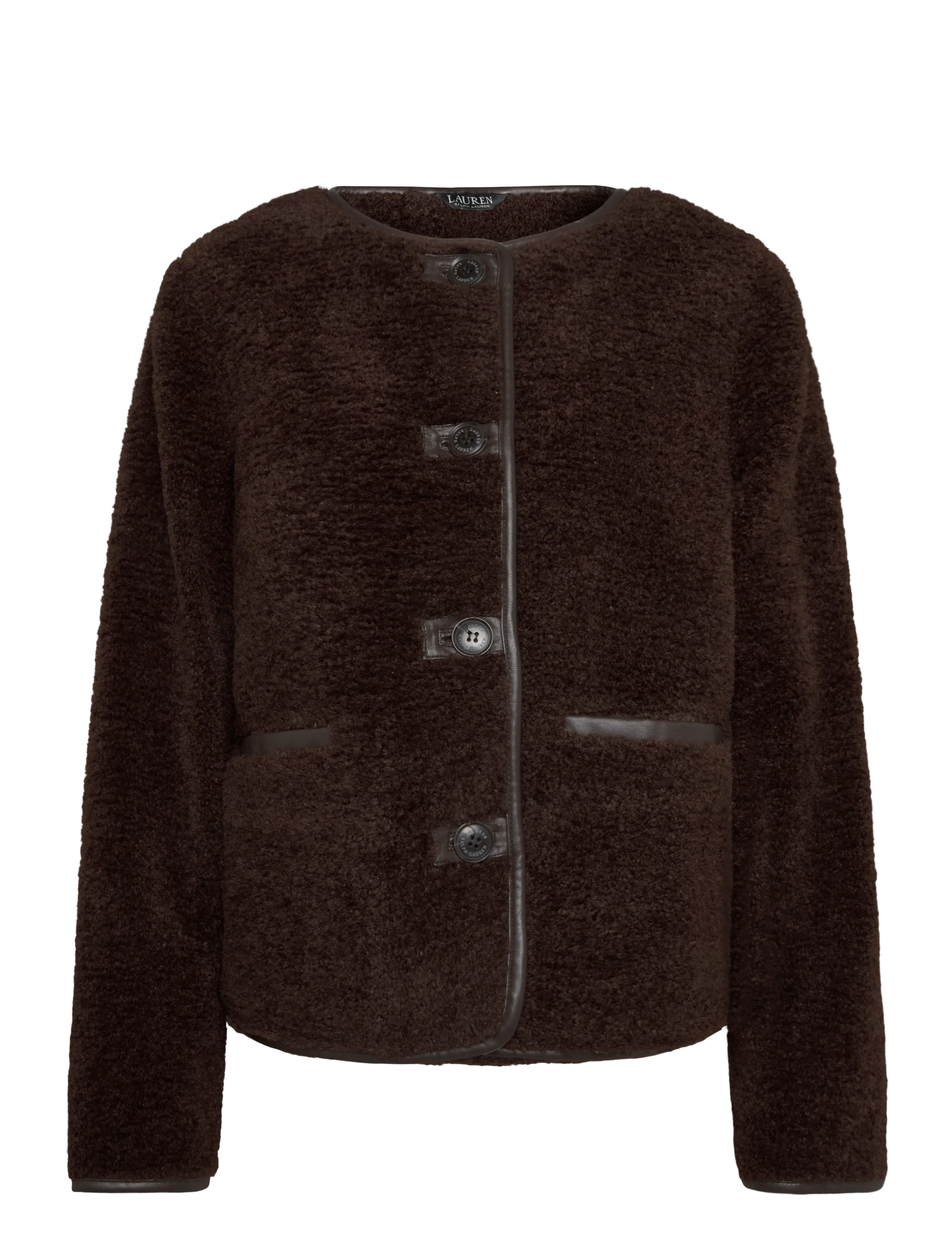 Lauren Ralph Lauren - Faux-Leather-Trim Faux-Fur Teddy Coat - kunstpelz - circuit brown - 2