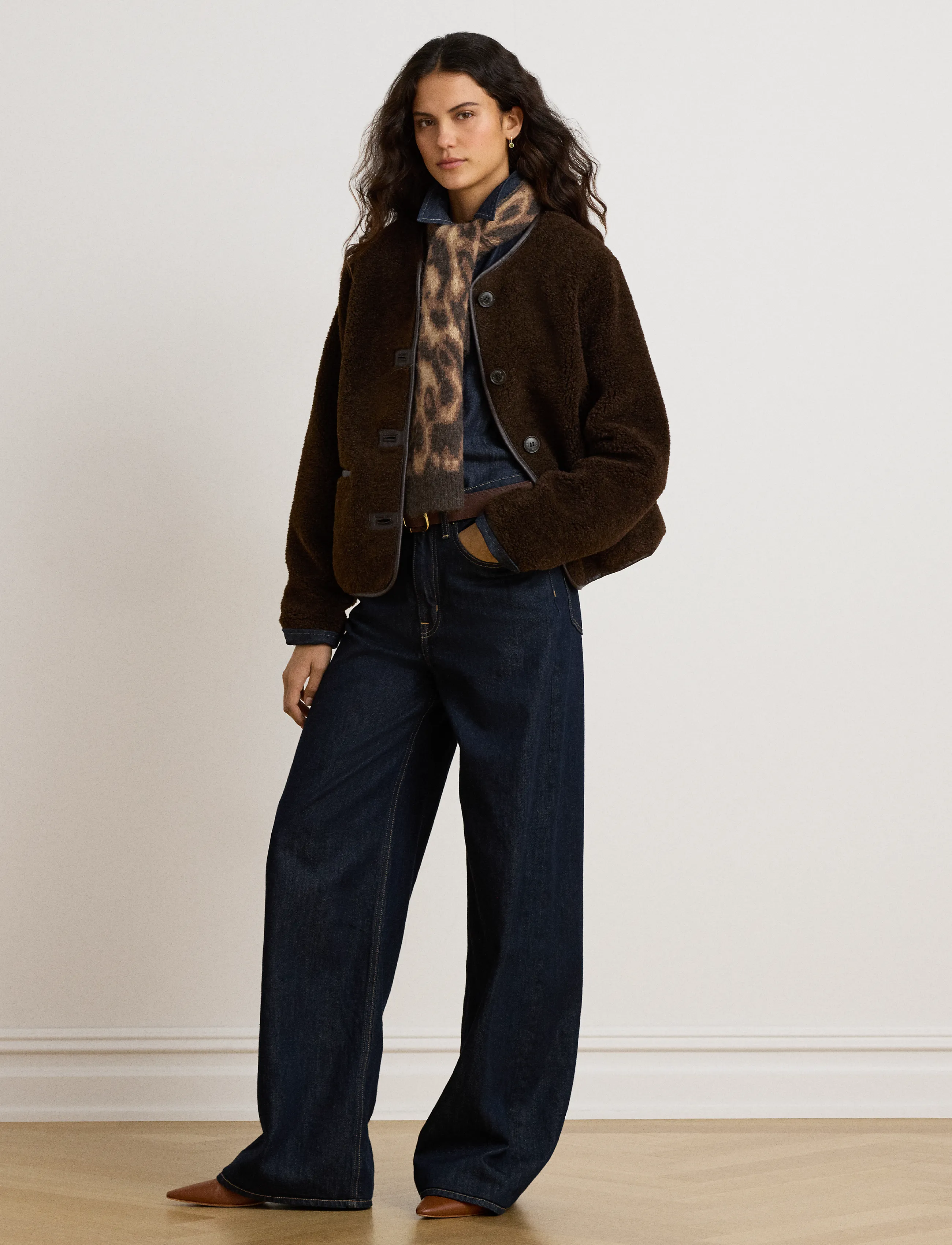 Lauren Ralph Lauren - Faux-Leather-Trim Faux-Fur Teddy Coat - circuit brown - 4