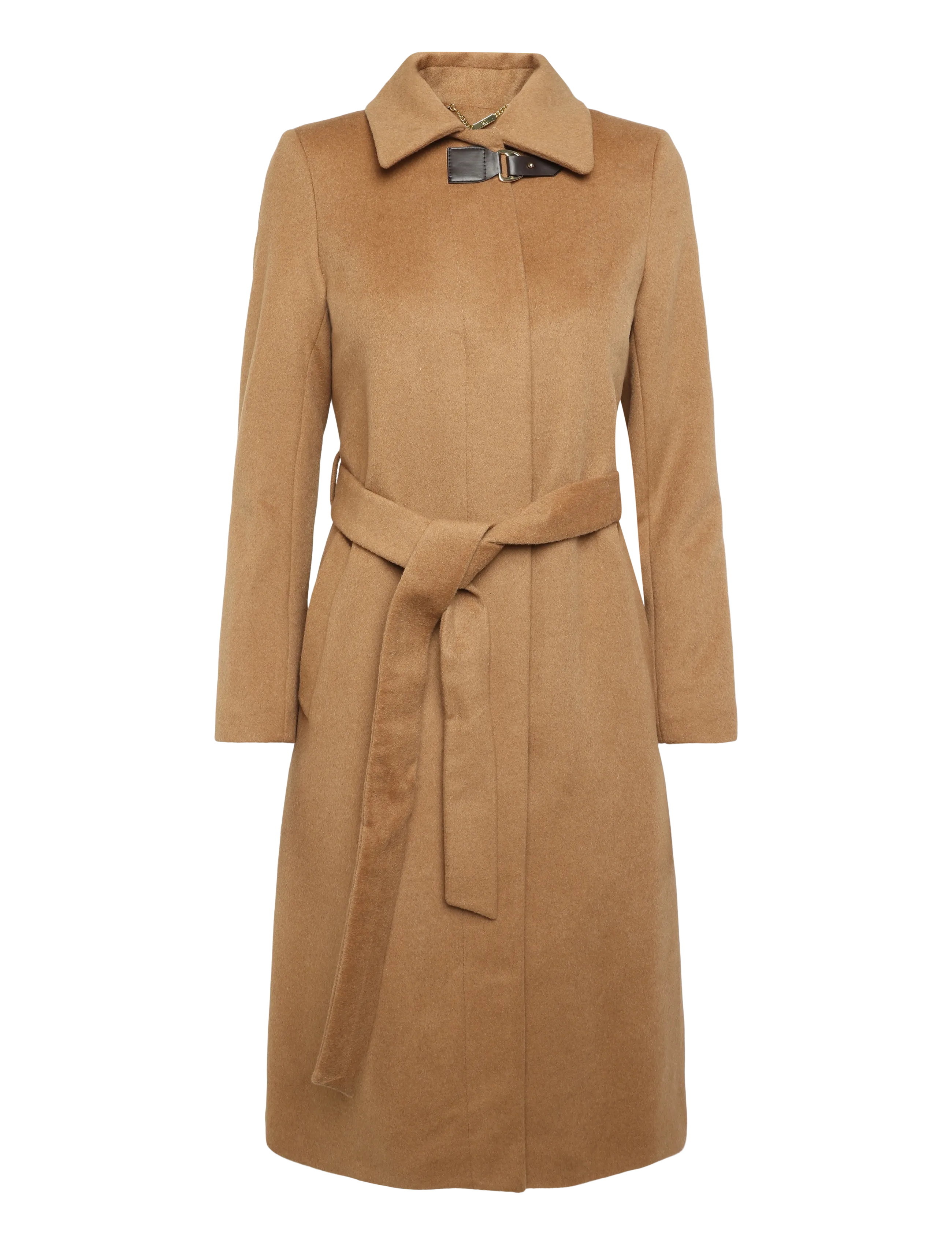 Lauren Ralph Lauren - Buckle-Trim Belted Wool-Blend Coat - vinterjackor - new vicuna - 1