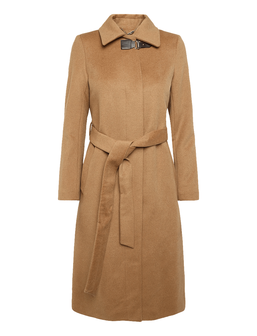 Lauren Ralph Lauren - Buckle-Trim Belted Wool-Blend Coat - vinterjackor - new vicuna - 1
