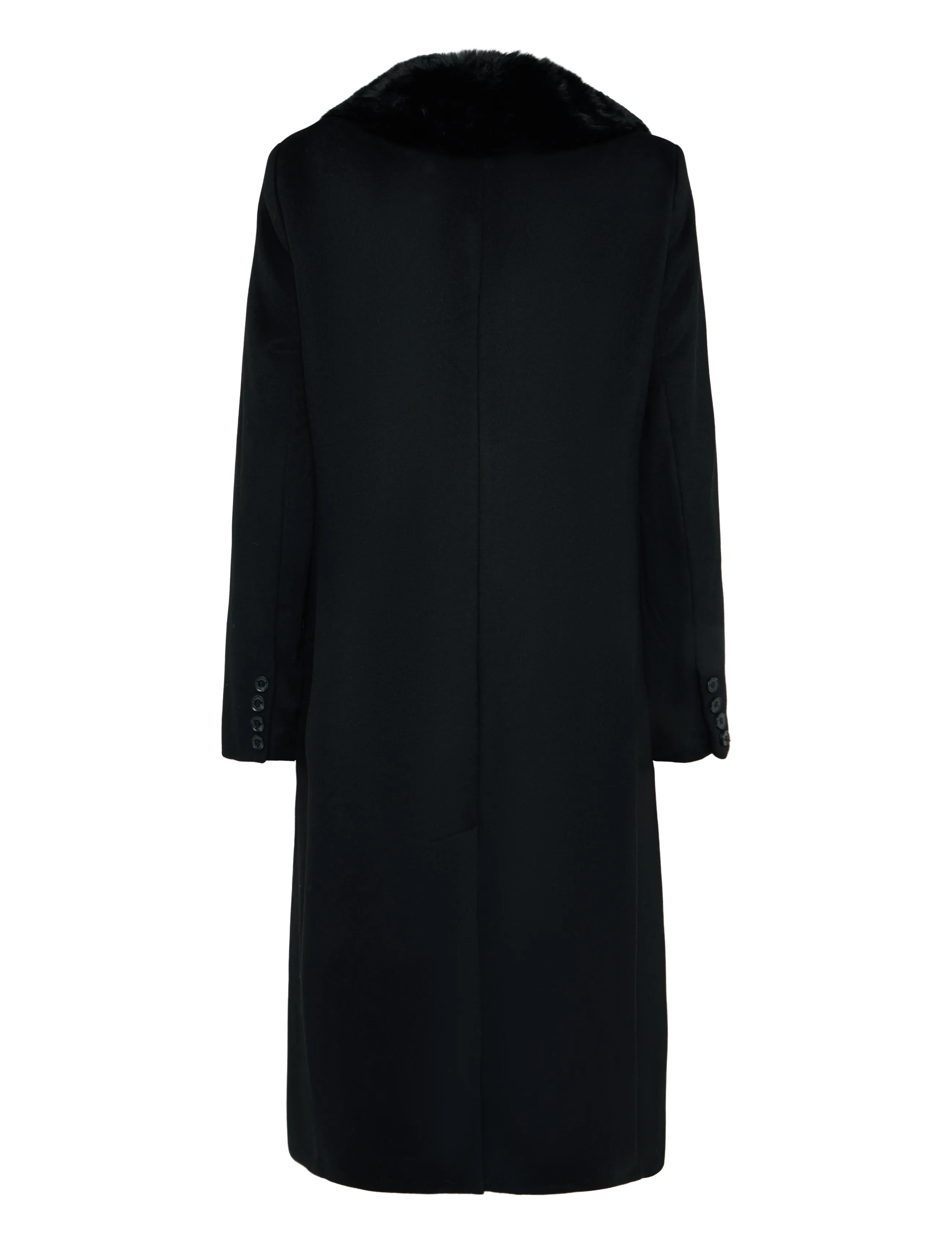 Lauren Ralph Lauren - Faux-Fur-Trim Double-Breasted Coat - Žieminės striukės - black - 3