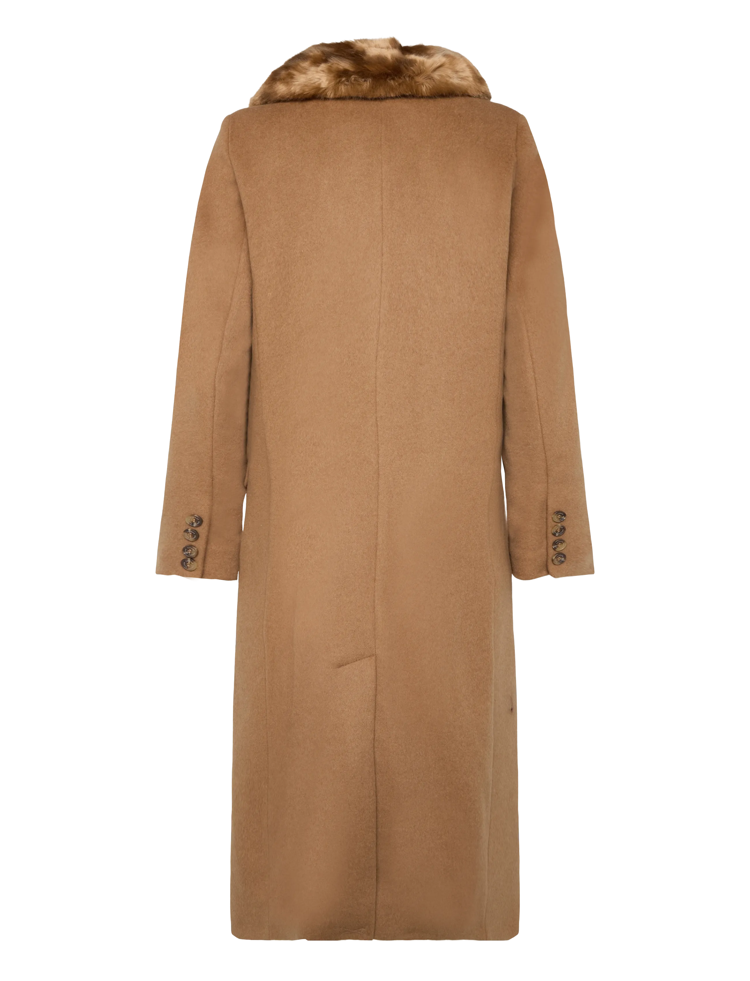Lauren Ralph Lauren - Faux-Fur-Trim Double-Breasted Coat - vinterjakker - new vicuna - 3