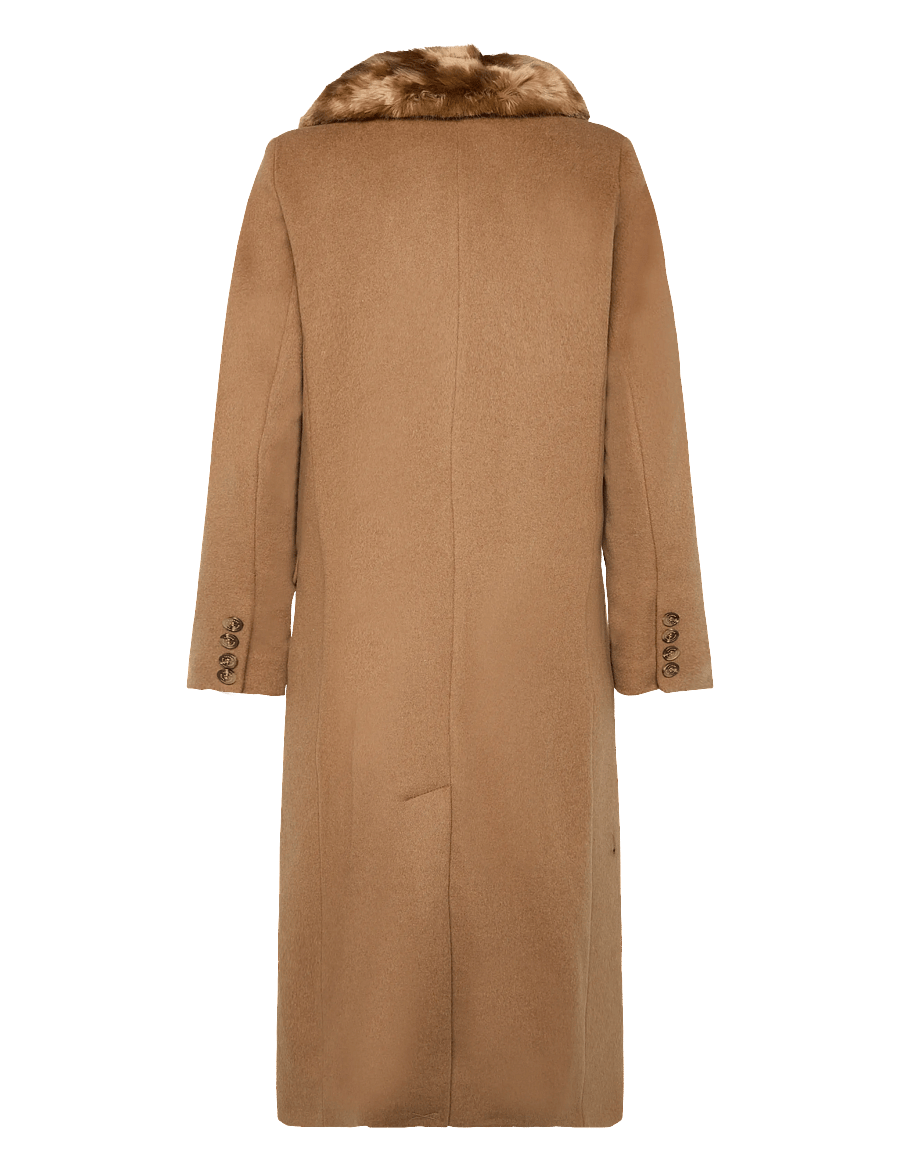 Lauren Ralph Lauren - Faux-Fur-Trim Double-Breasted Coat - vinterjakker - new vicuna - 3