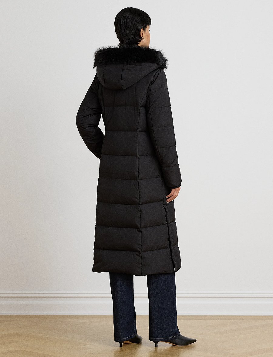Lauren Ralph Lauren - Quiltad kappa med huva och konstpäls - vinterjackor - black - 3