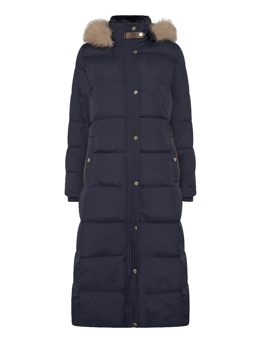 Lauren Ralph Lauren - Faux-Fur-Trim Quilted Hooded Down Coat - talvejoped - dk navy - 2