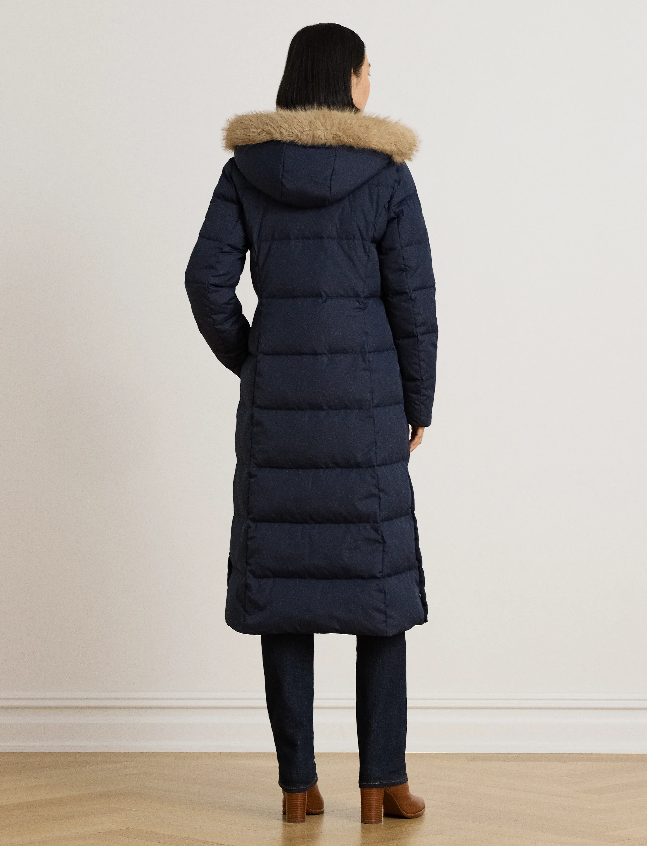 Lauren Ralph Lauren - Quiltad kappa med huva och konstpäls - vinterjackor - dk navy - 3