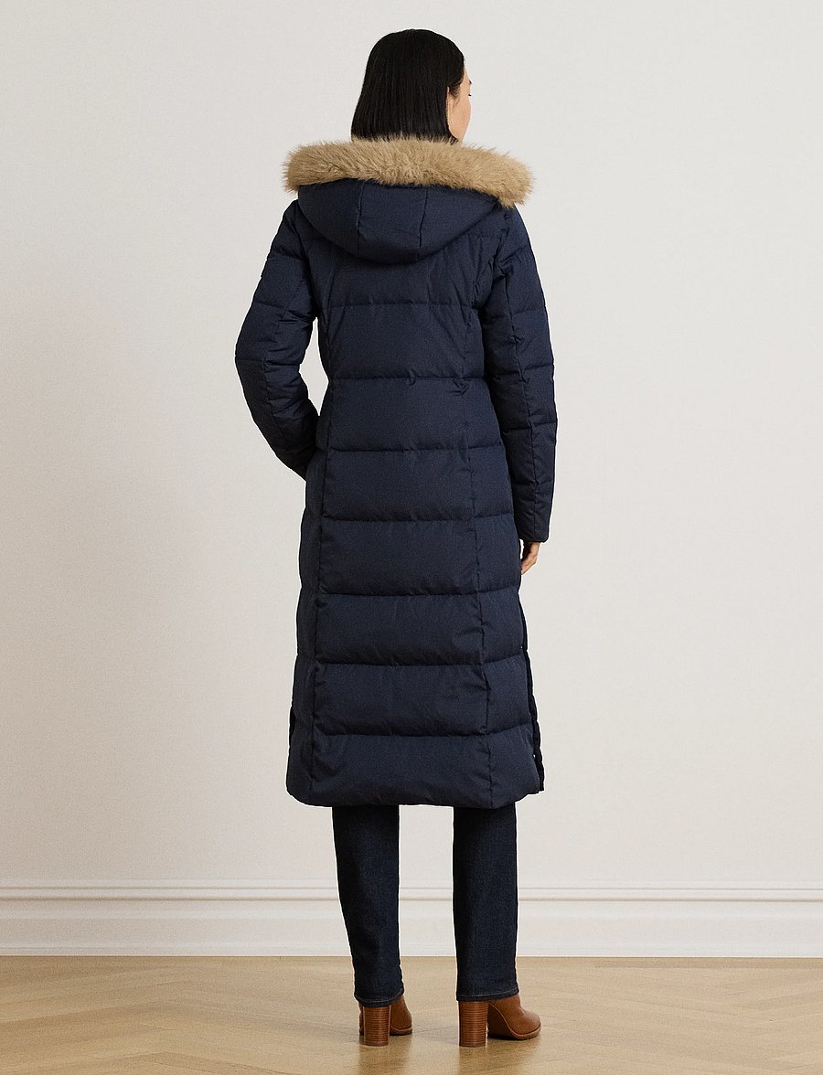 Lauren Ralph Lauren - Quiltad kappa med huva och konstpäls - vinterjackor - dk navy - 3