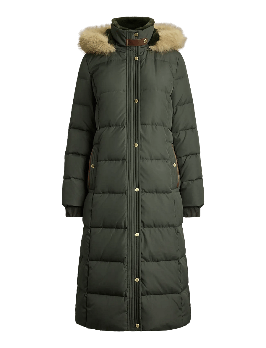 Lauren Ralph Lauren - Faux-Fur-Trim Quilted Hooded Down Coat - talvejoped - litchfield loden - 2