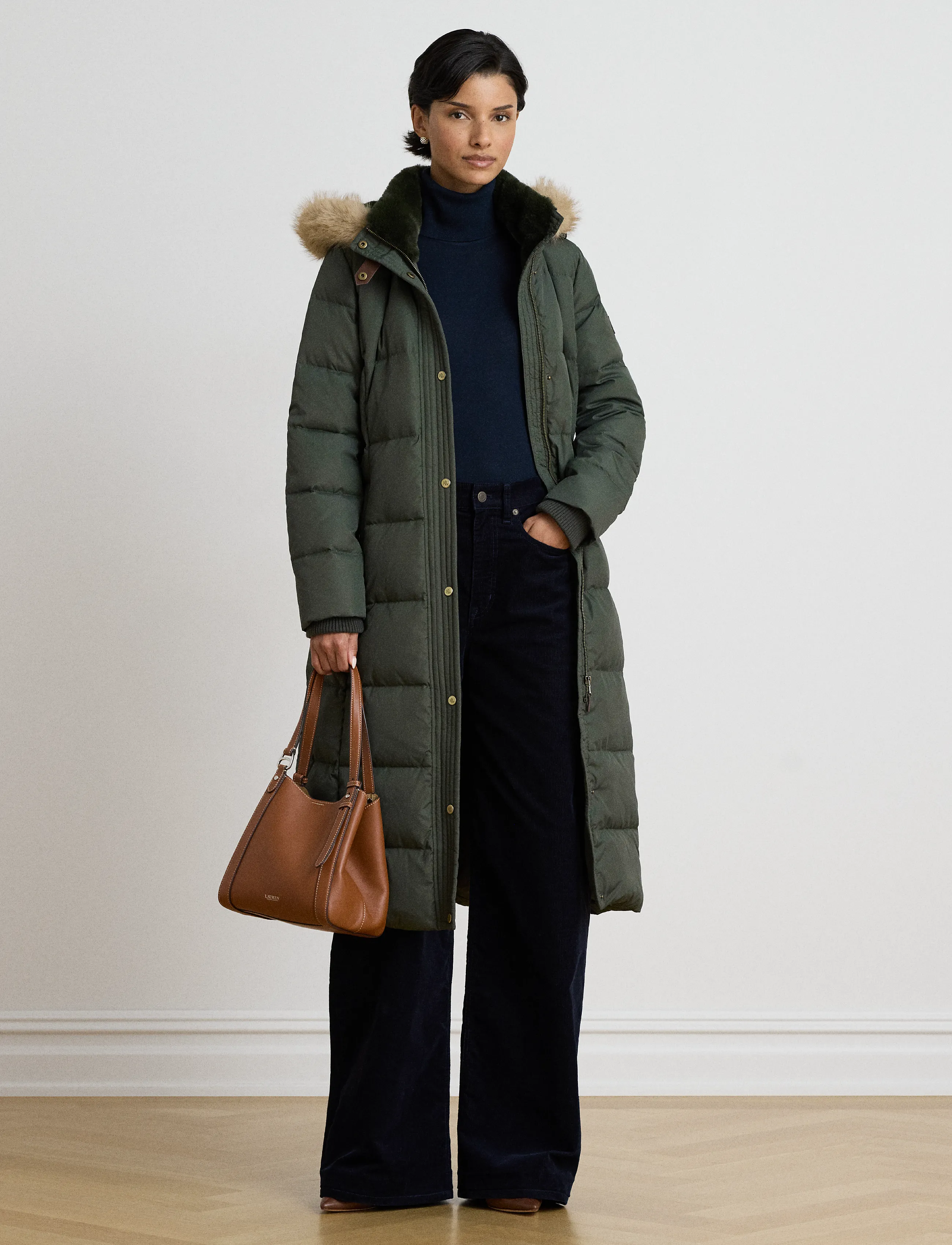 Lauren Ralph Lauren Faux-Fur-Trim Quilted Hooded Down Coat - Ralph Lauren - LITCHFIELD LODEN / green
