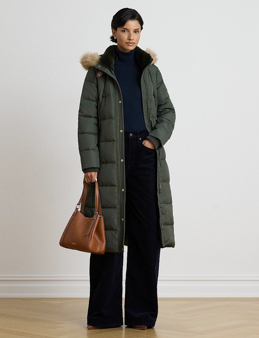 Lauren Ralph Lauren - Faux-Fur-Trim Quilted Hooded Down Coat - talvejoped - litchfield loden - 1