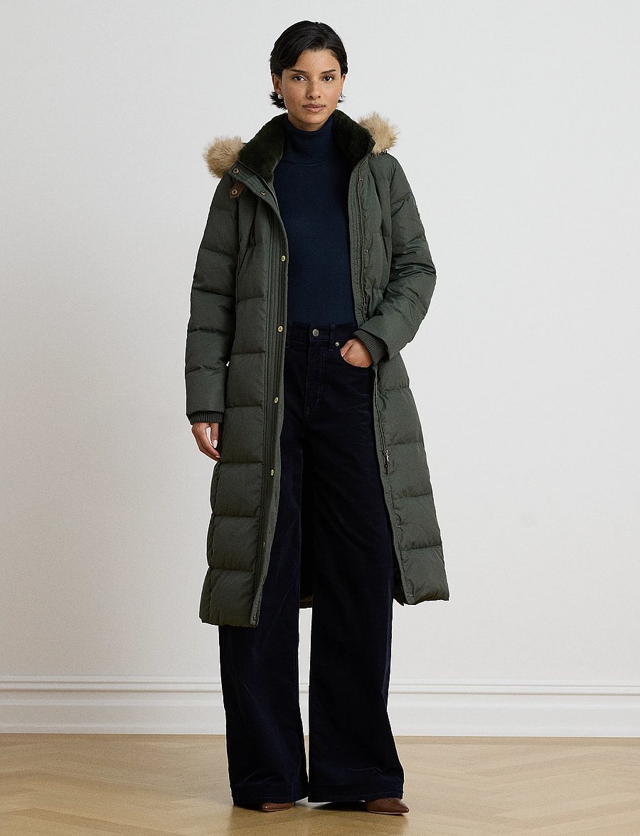Lauren Ralph Lauren - Faux-Fur-Trim Quilted Hooded Down Coat - talvejoped - litchfield loden - 4