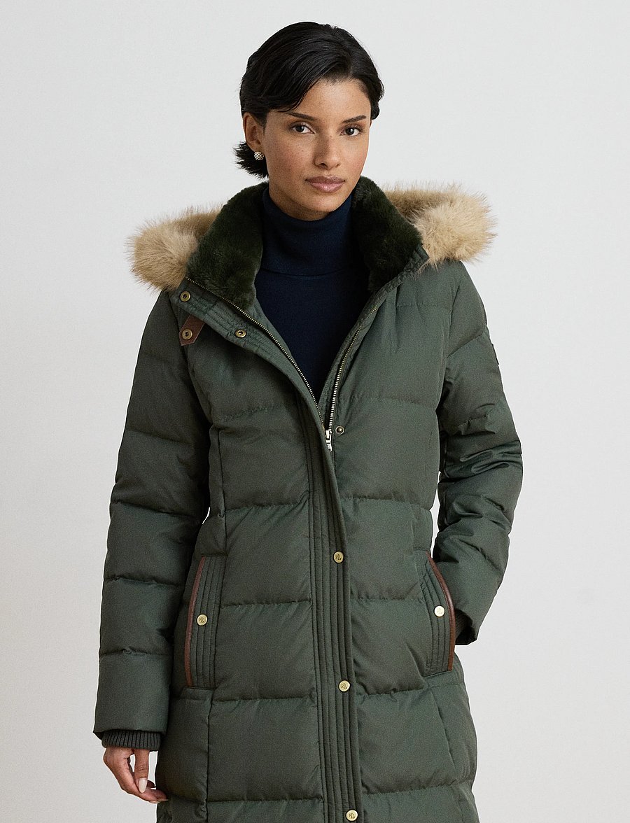 Lauren Ralph Lauren - Faux-Fur-Trim Quilted Hooded Down Coat - talvejoped - litchfield loden - 5