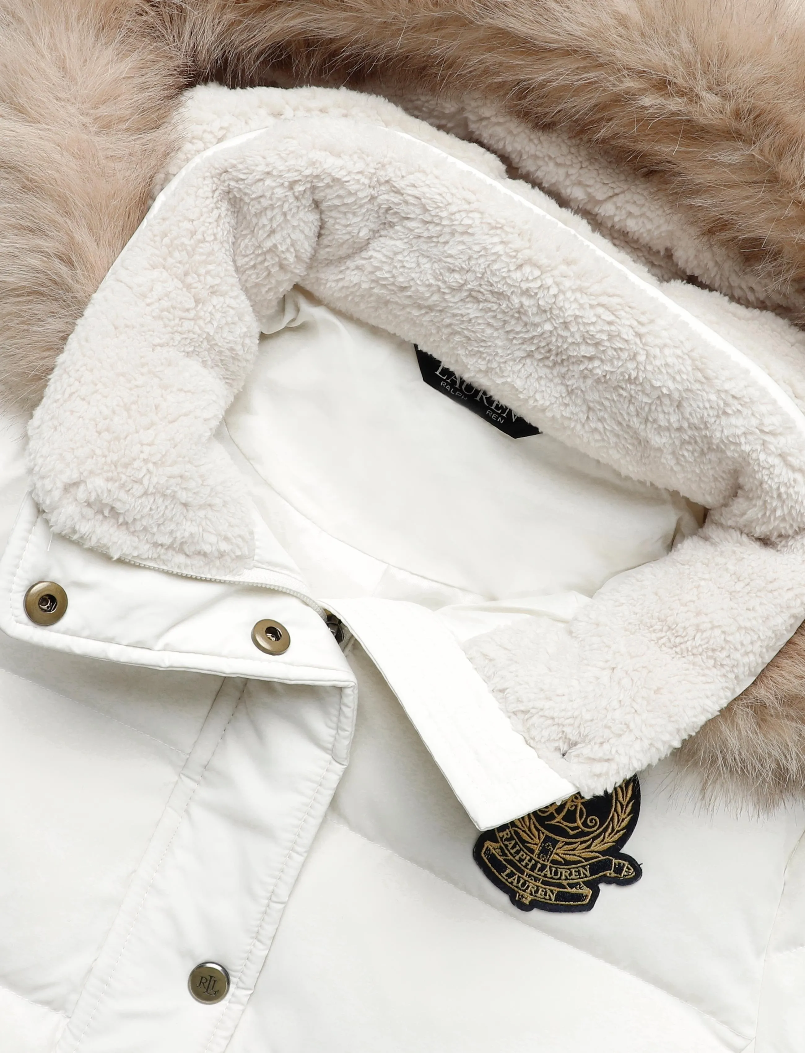 Lauren Ralph Lauren - Crest-Patch Hooded Down Coat - mascarpone cream - 2