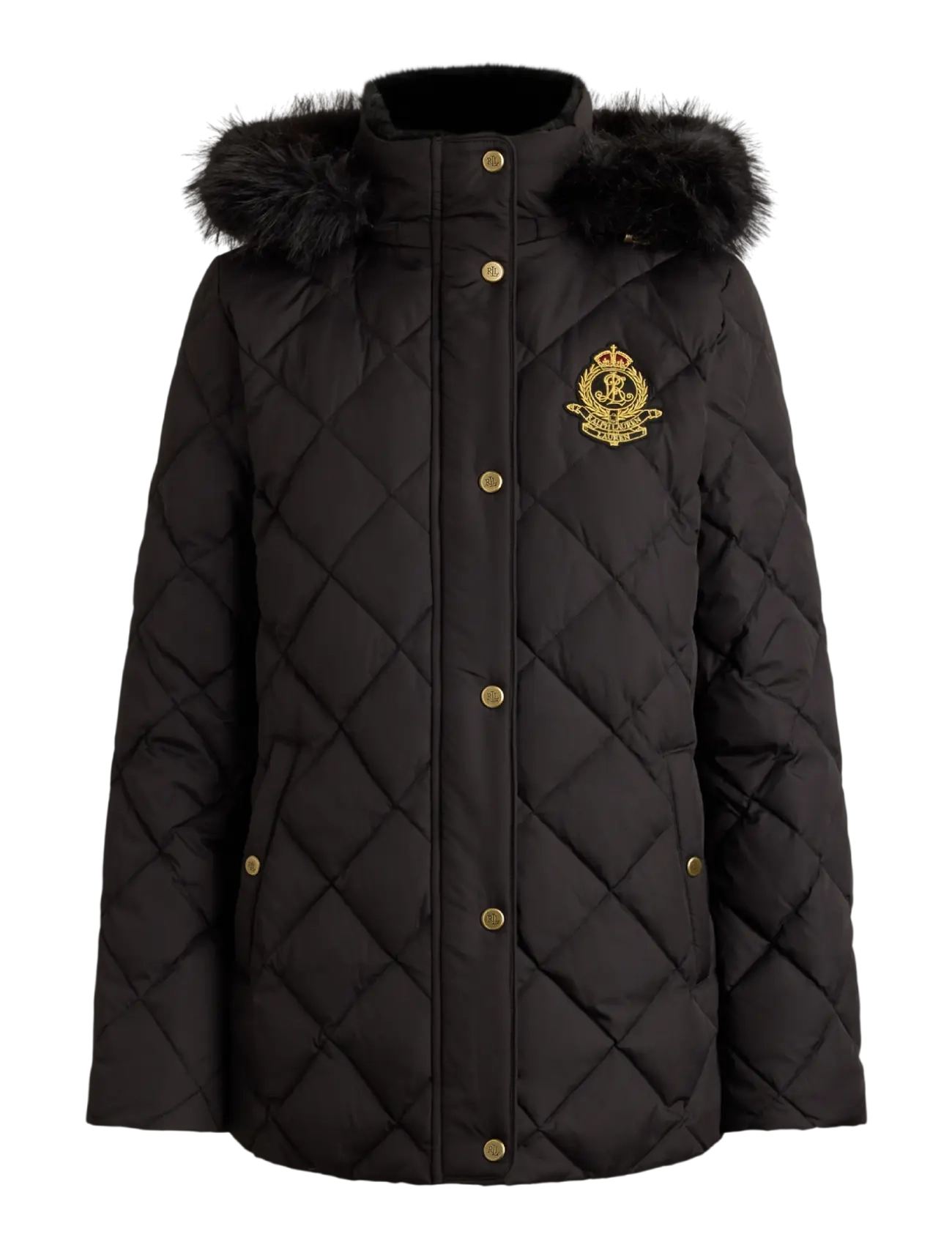 Lauren Ralph Lauren - Crest-Patch Quilted Hooded Down Coat - black - 2