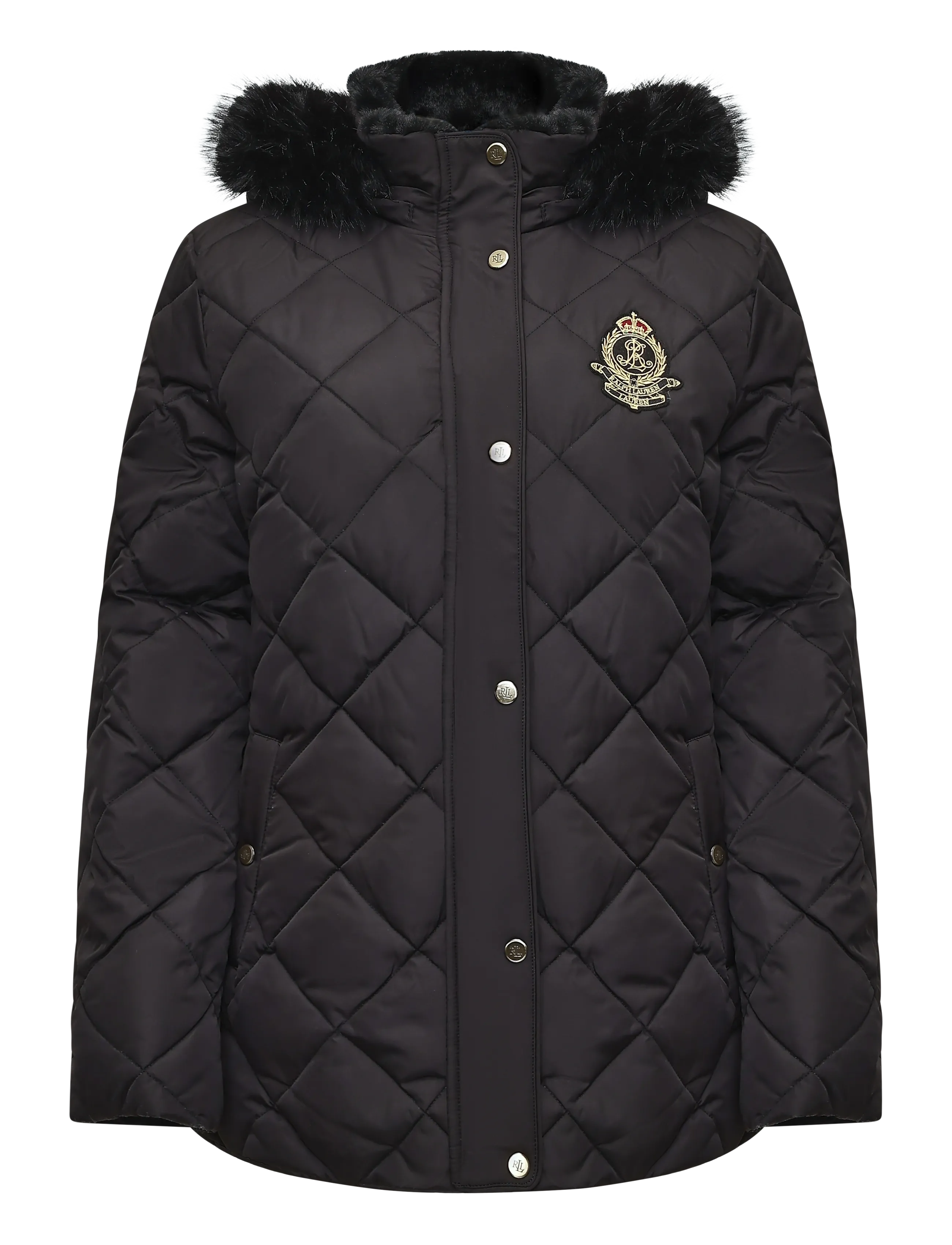 Lauren Ralph Lauren - Crest-Patch Quilted Hooded Down Coat - talvejoped - black - 2
