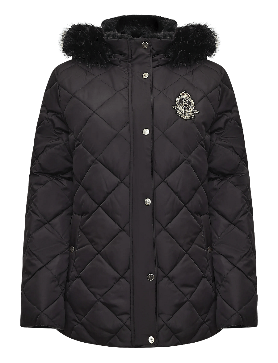 Lauren Ralph Lauren - Crest-Patch Quilted Hooded Down Coat - talvejoped - black - 2