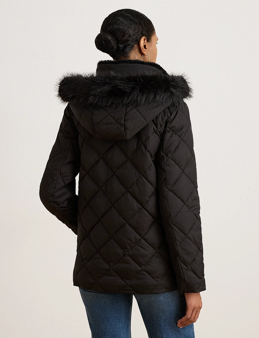 Lauren Ralph Lauren - Crest-Patch Quilted Hooded Down Coat - vinterjakker - black - 3