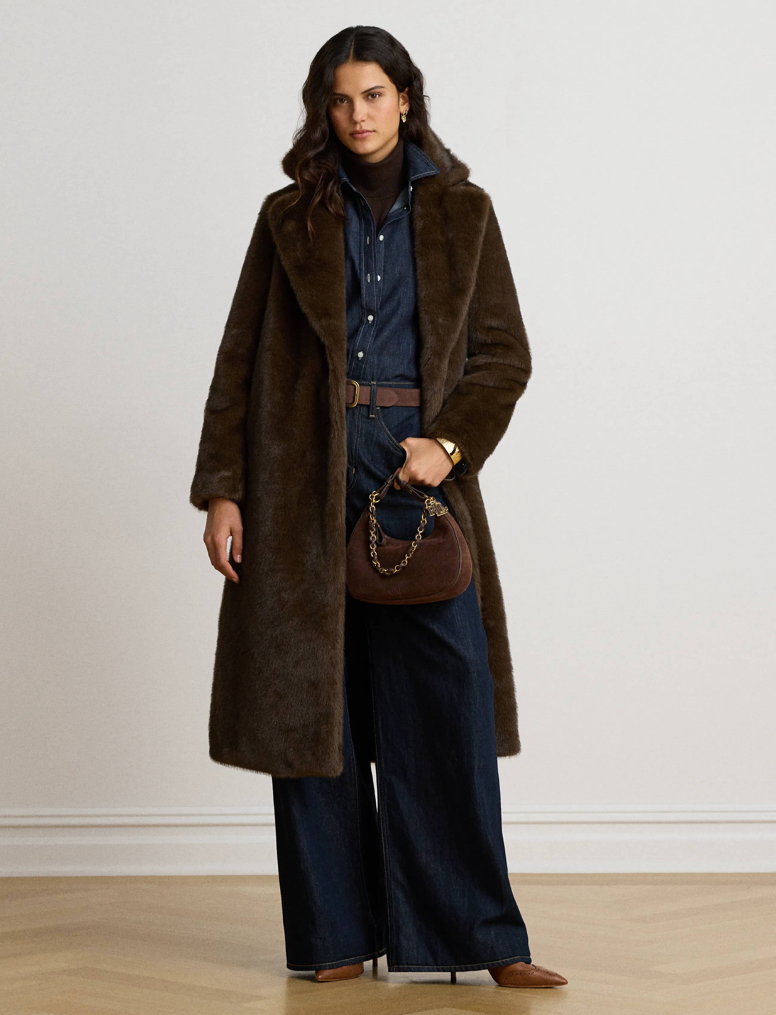 Lauren Ralph Lauren Faux-Fur Reefer Coat - Ralph Lauren - CIRCUIT BROWN / brown