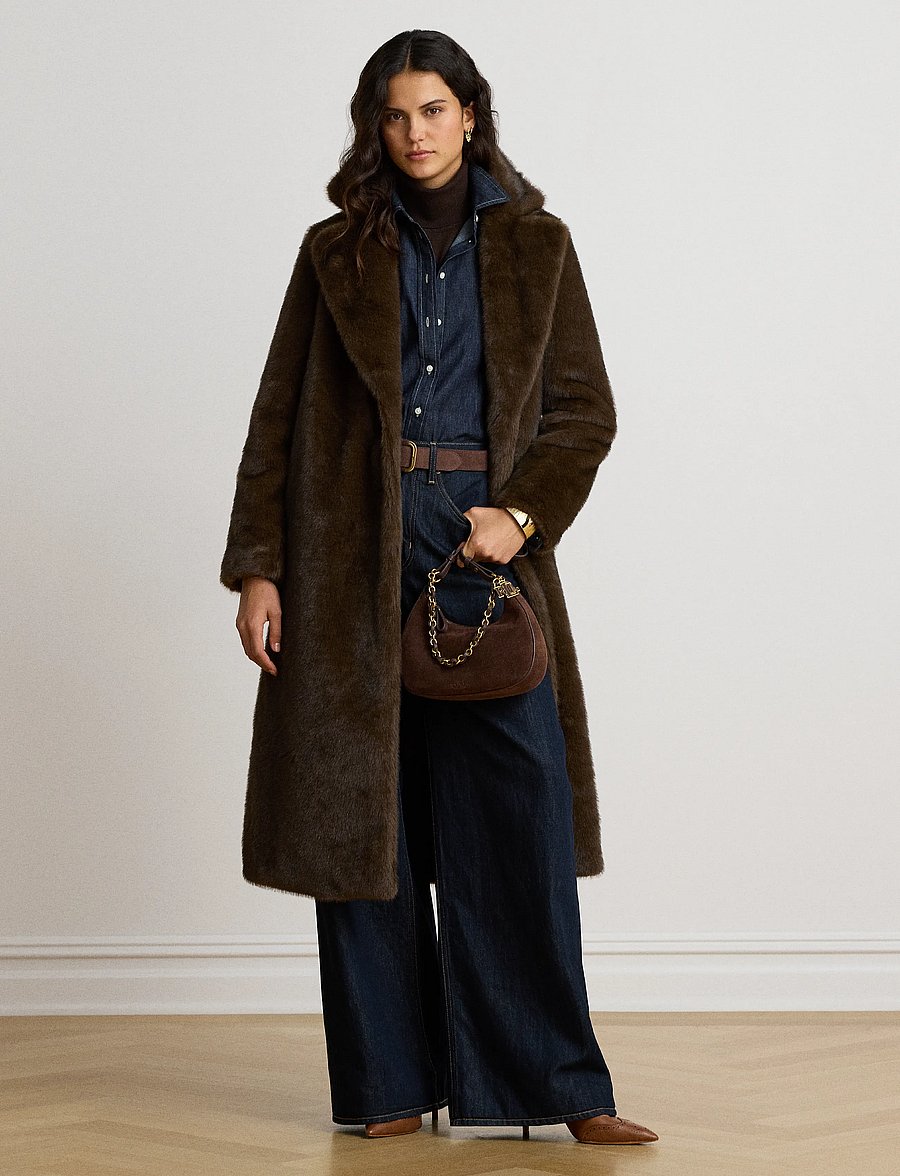 Lauren Ralph Lauren - Faux-Fur Reefer Coat - circuit brown - 1
