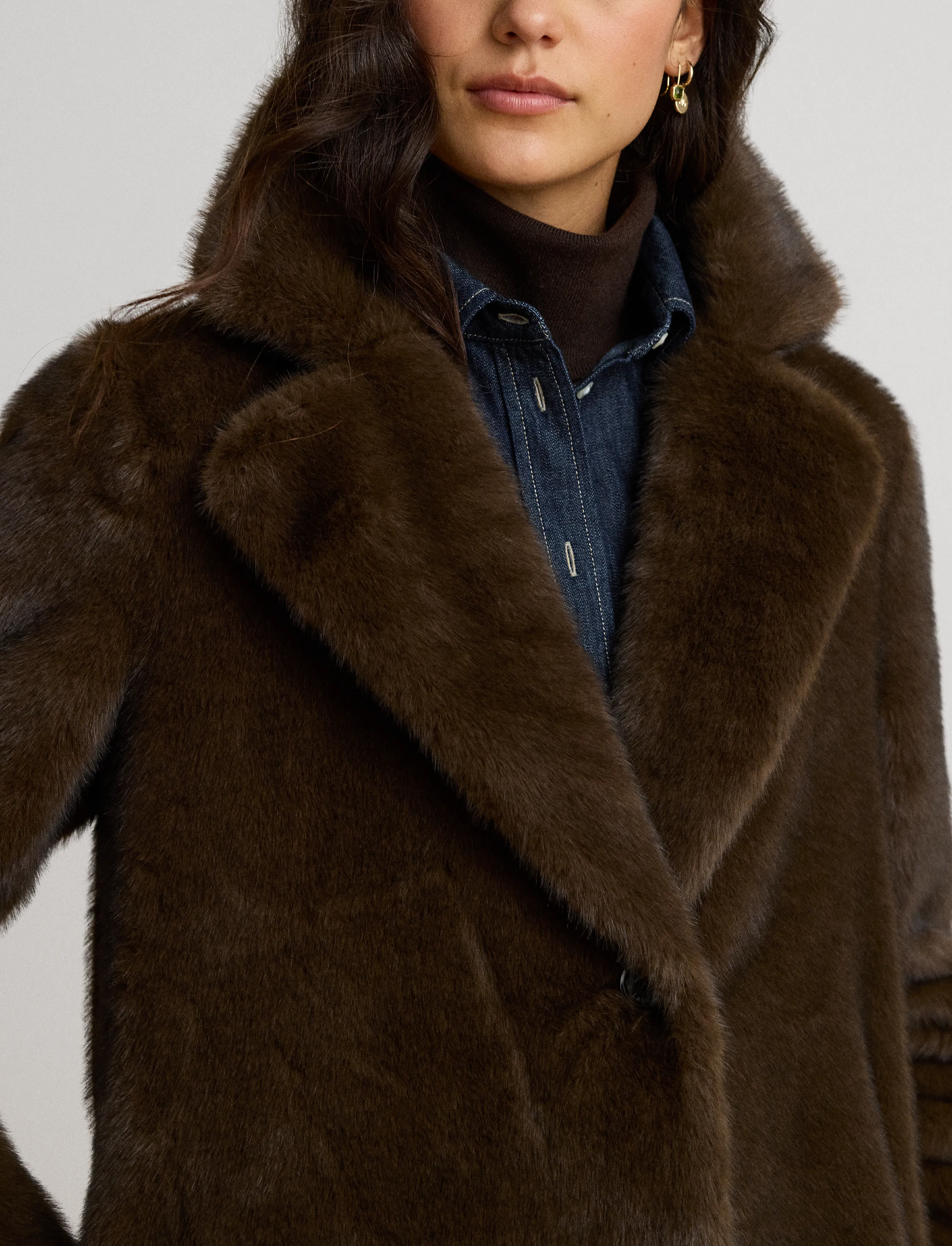 Lauren Ralph Lauren - Faux-Fur Reefer Coat - circuit brown - 5