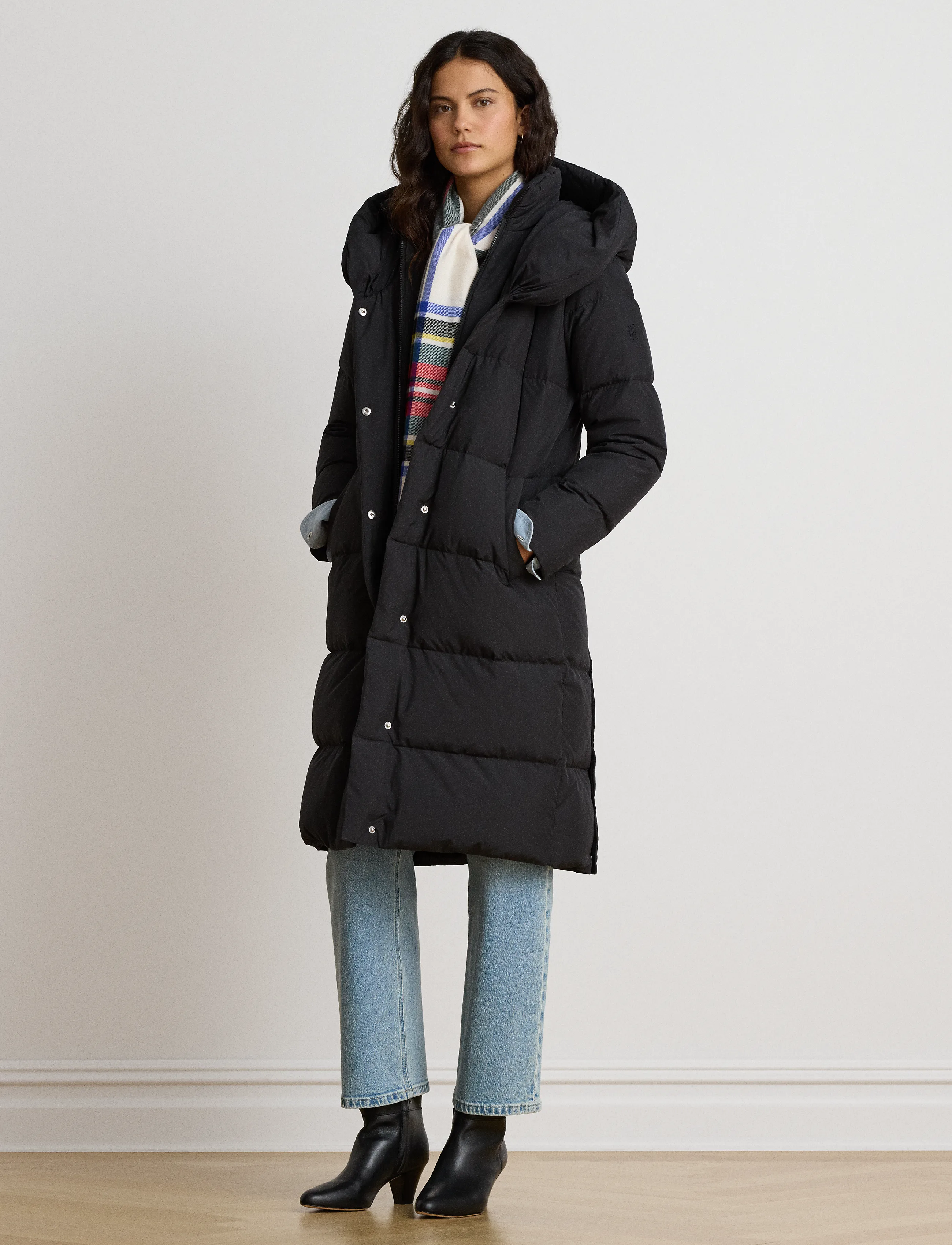 Lauren Ralph Lauren - Oversize-Collar Quilted Down Coat - vinterjakker - black - 0