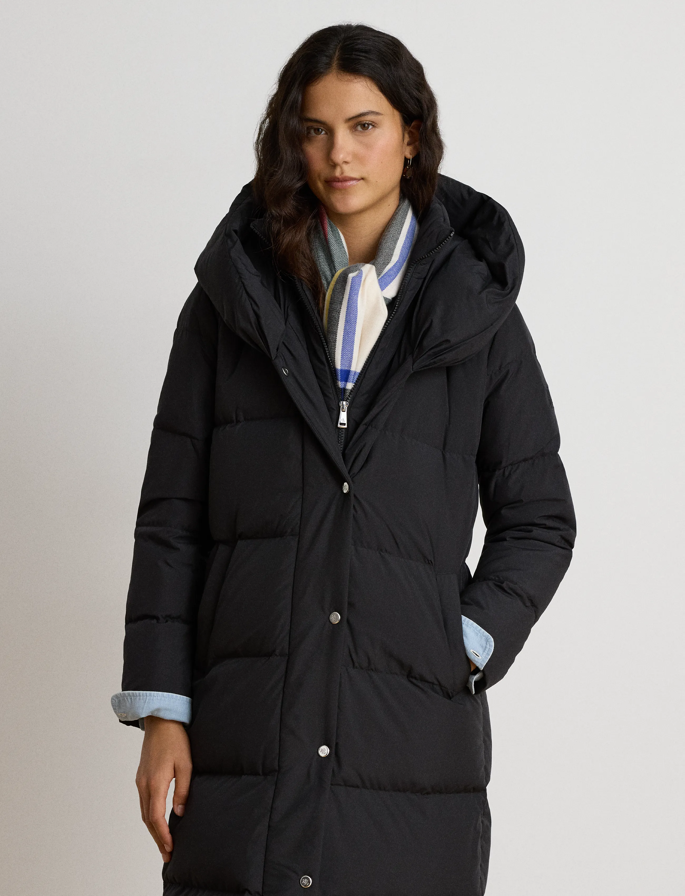Lauren Ralph Lauren - Oversize-Collar Quilted Down Coat - vinterjakker - black - 3