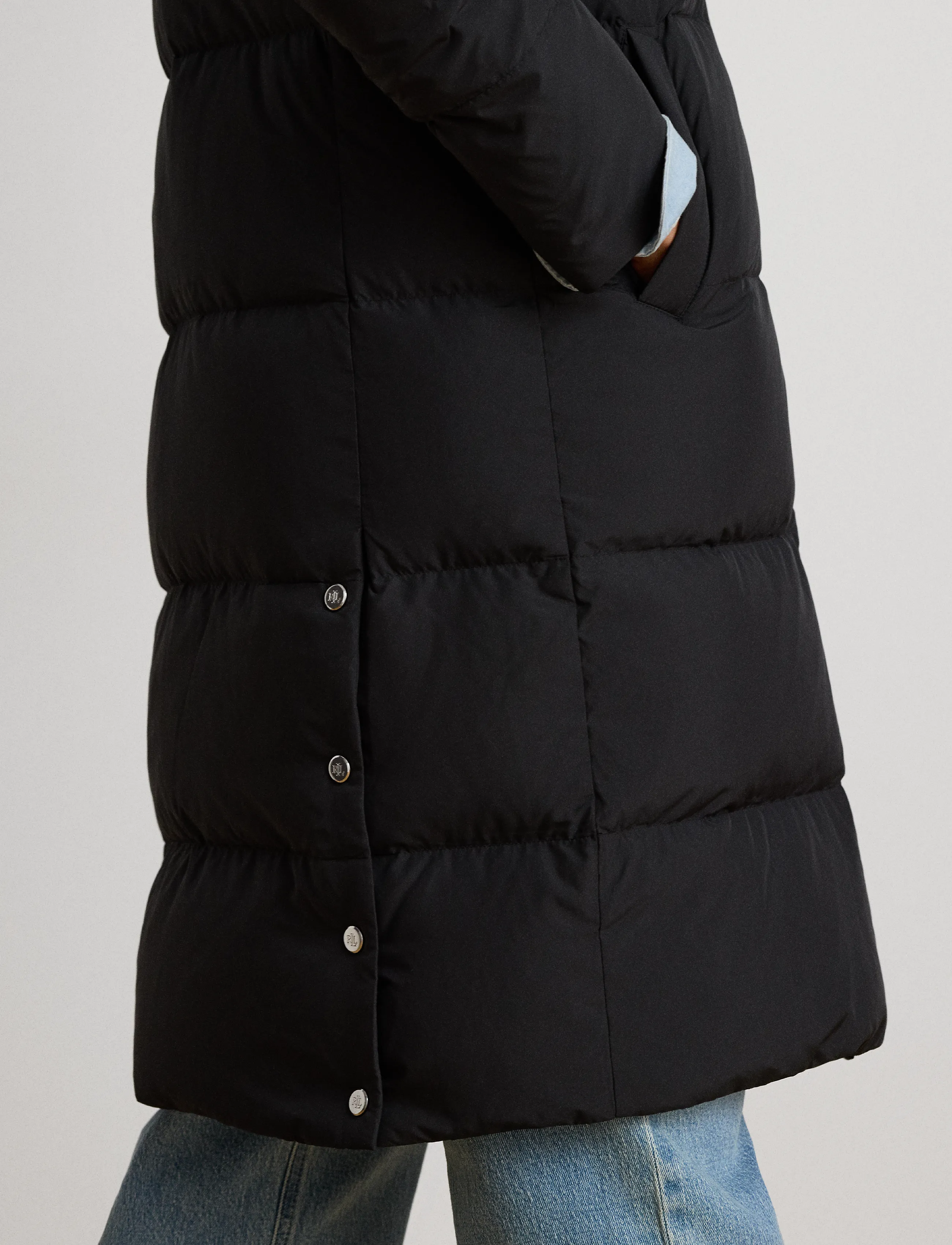 Lauren Ralph Lauren - Oversize-Collar Quilted Down Coat - vinterjakker - black - 4