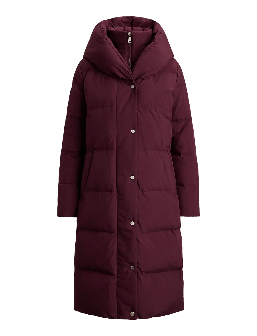Lauren Ralph Lauren - Quiltad dunkappa med oversize sjalkrage - vinterjackor - dark garnet - 2