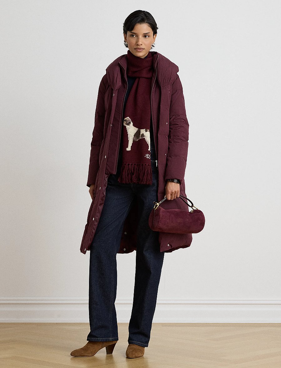 Lauren Ralph Lauren - Quiltad dunkappa med oversize sjalkrage - vinterjackor - dark garnet - 1