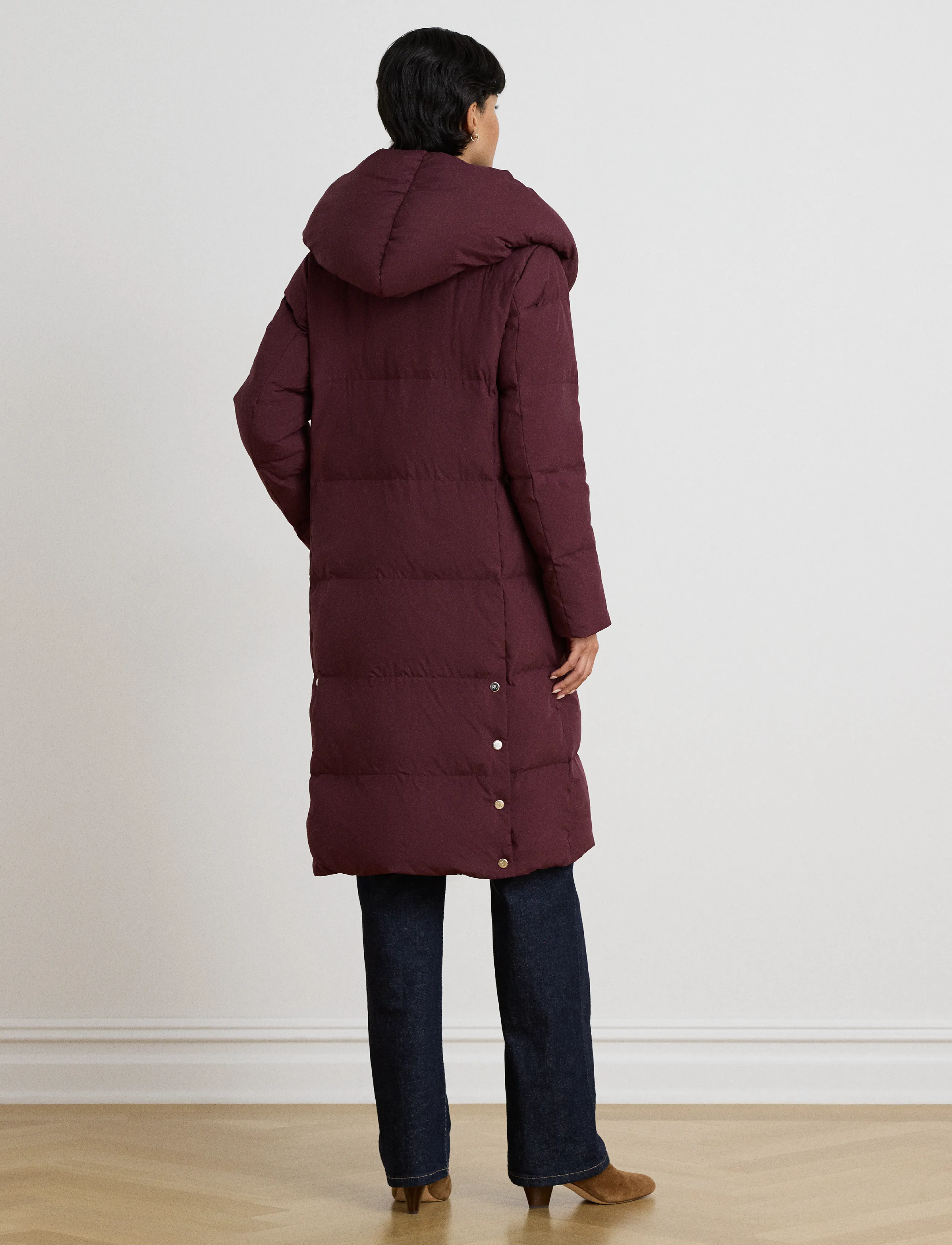 Lauren Ralph Lauren - Quiltad dunkappa med oversize sjalkrage - vinterjackor - dark garnet - 3