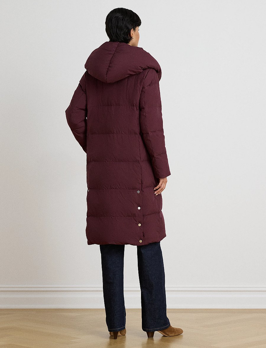 Lauren Ralph Lauren - Quiltad dunkappa med oversize sjalkrage - vinterjackor - dark garnet - 3