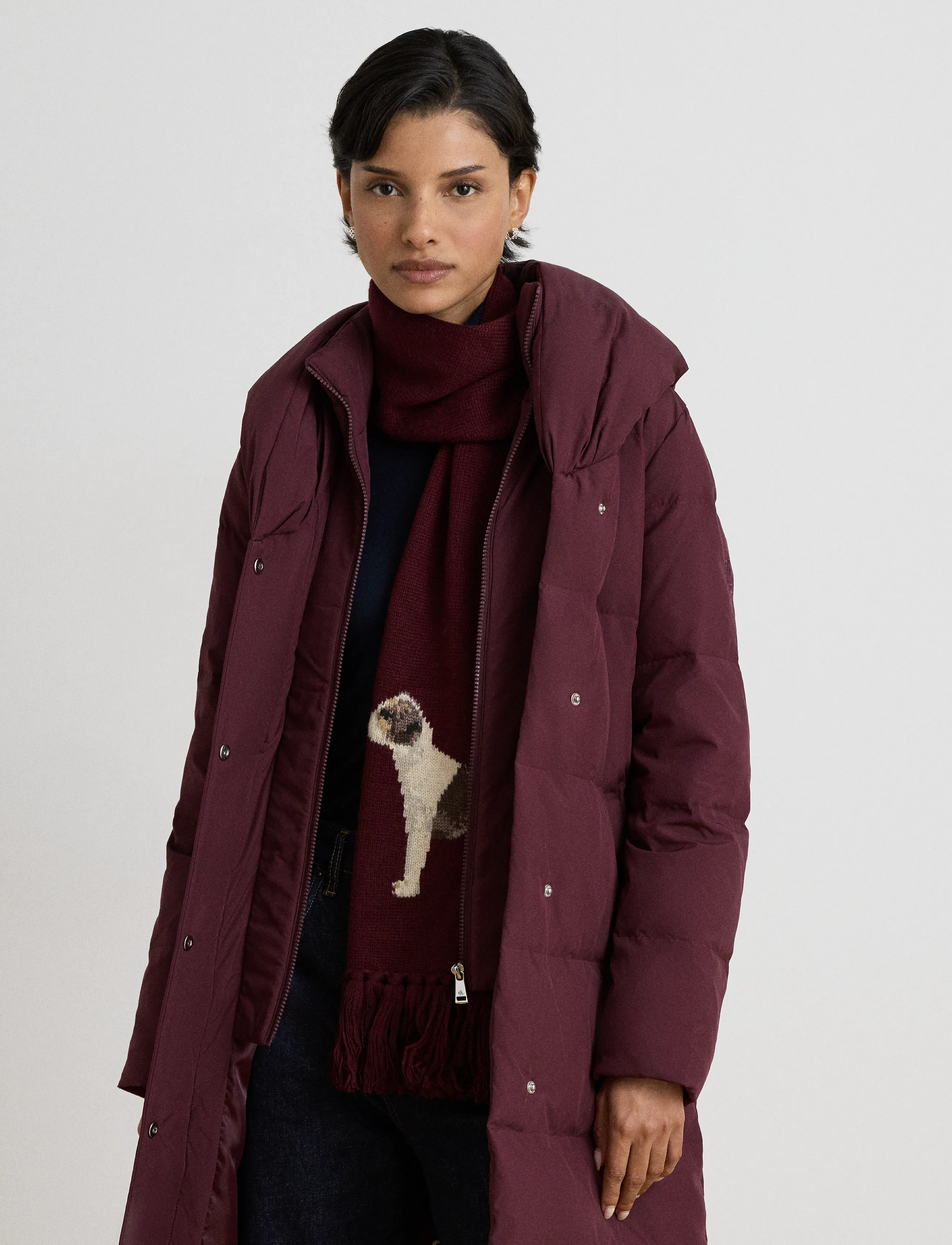 Lauren Ralph Lauren - Quiltad dunkappa med oversize sjalkrage - vinterjackor - dark garnet - 4