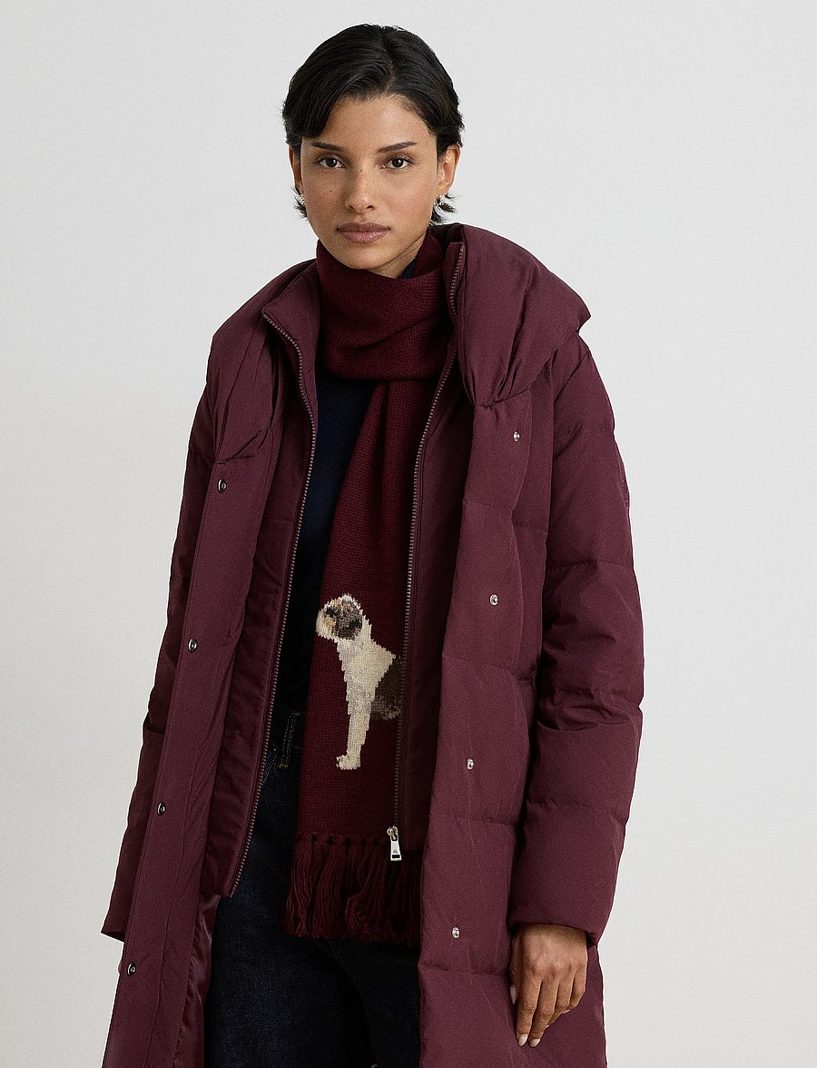 Lauren Ralph Lauren - Quiltad dunkappa med oversize sjalkrage - vinterjackor - dark garnet - 4