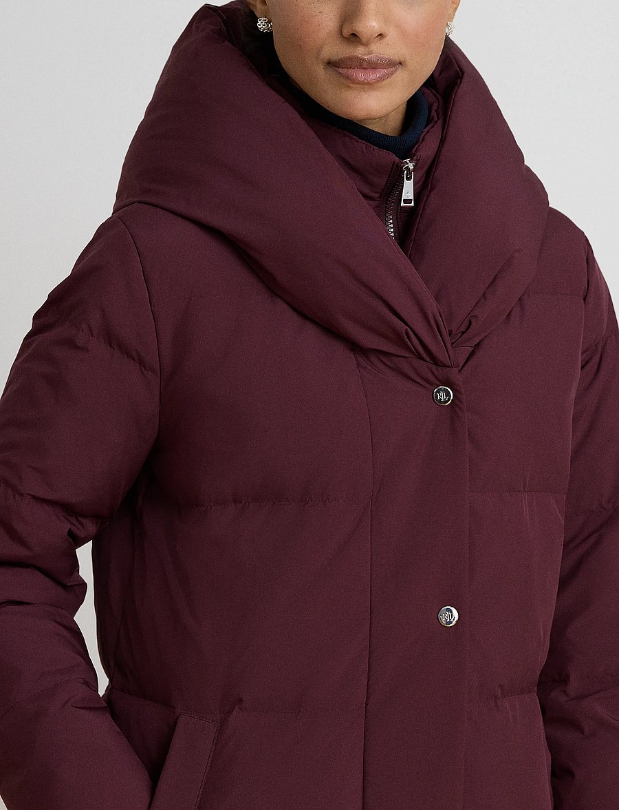 Lauren Ralph Lauren - Quiltad dunkappa med oversize sjalkrage - vinterjackor - dark garnet - 5