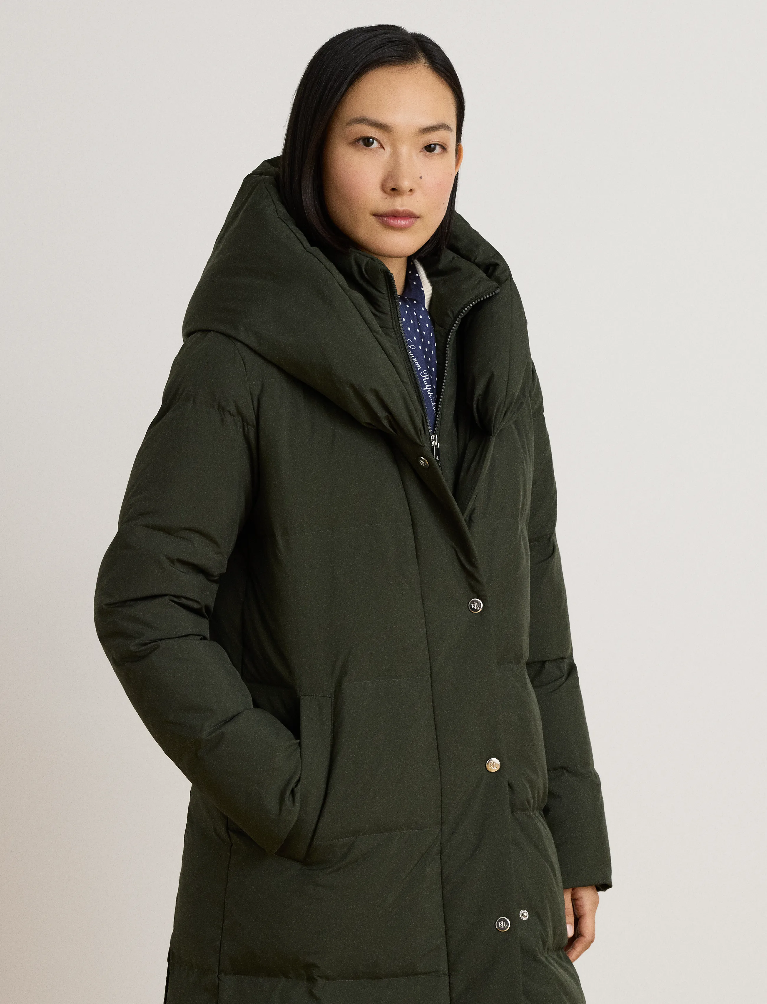 Lauren Ralph Lauren - Quiltad dunkappa med oversize sjalkrage - vinterjackor - litchfield loden - 4
