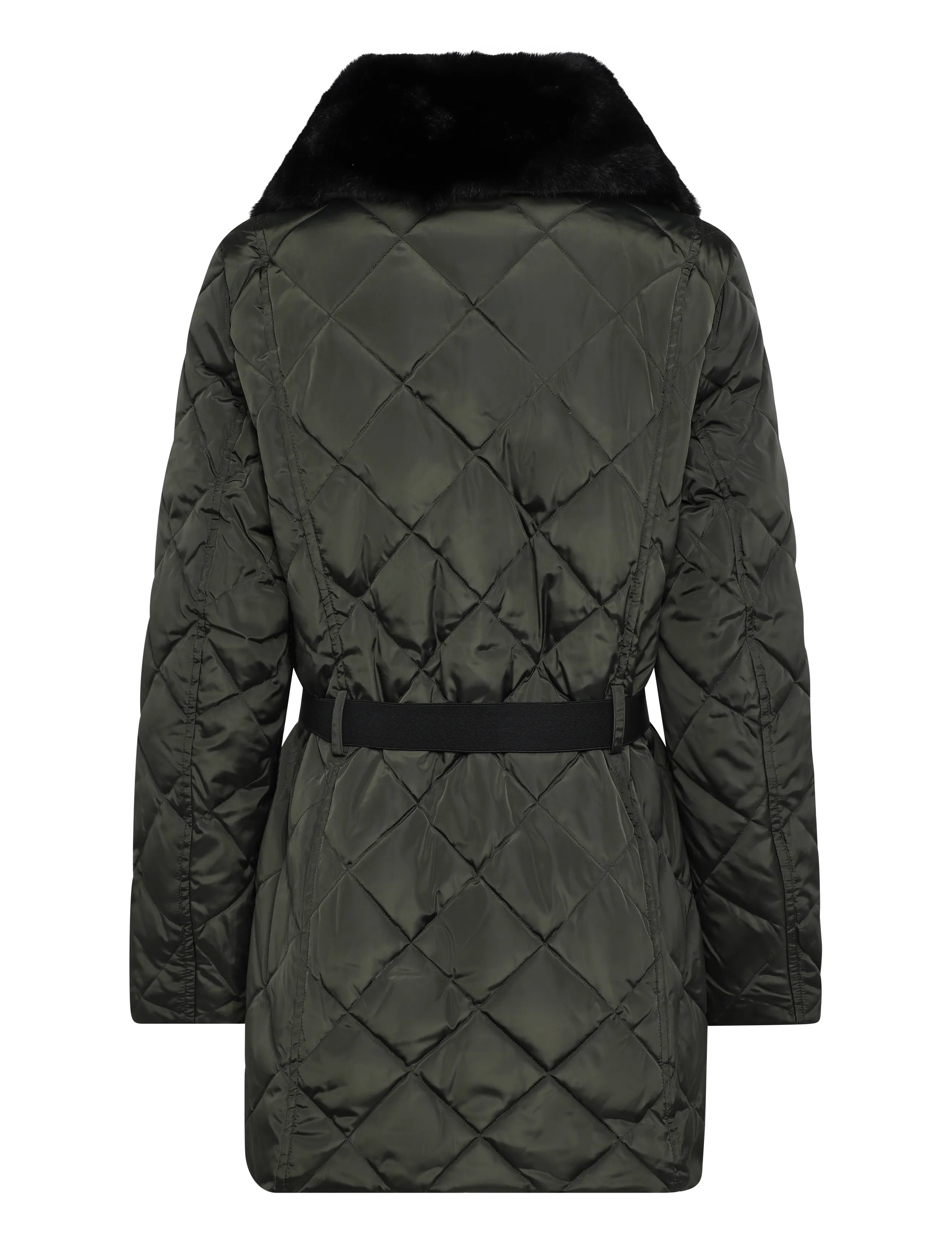 Lauren Ralph Lauren - Faux-Fur-Trim Diamond-Quilted Down Coat - winterjacken - dark moss - 3