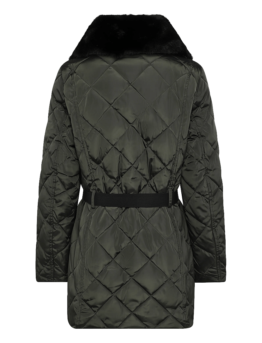 Lauren Ralph Lauren - Faux-Fur-Trim Diamond-Quilted Down Coat - winterjacken - dark moss - 3