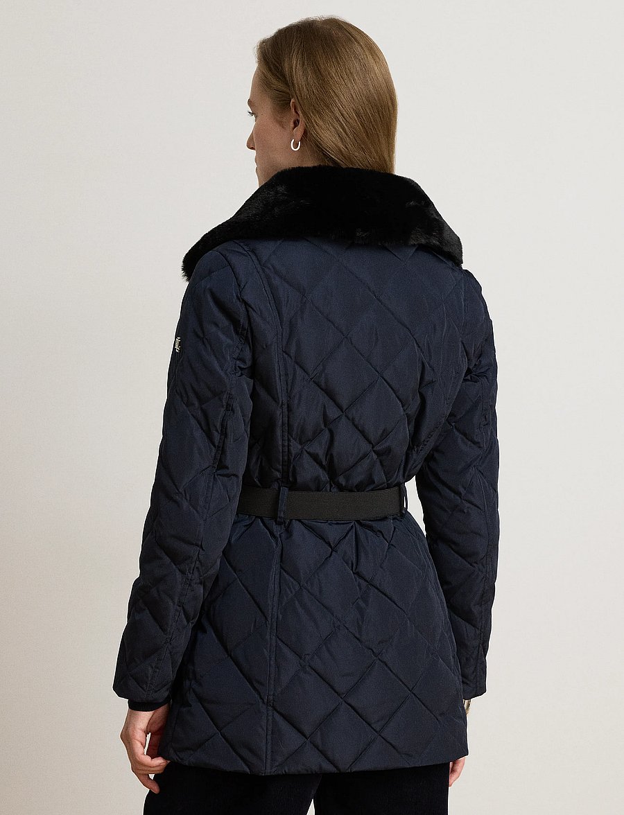 Lauren Ralph Lauren - Rombquiltad dunkappa med pälsimitation - vinterjackor - dk navy - 3