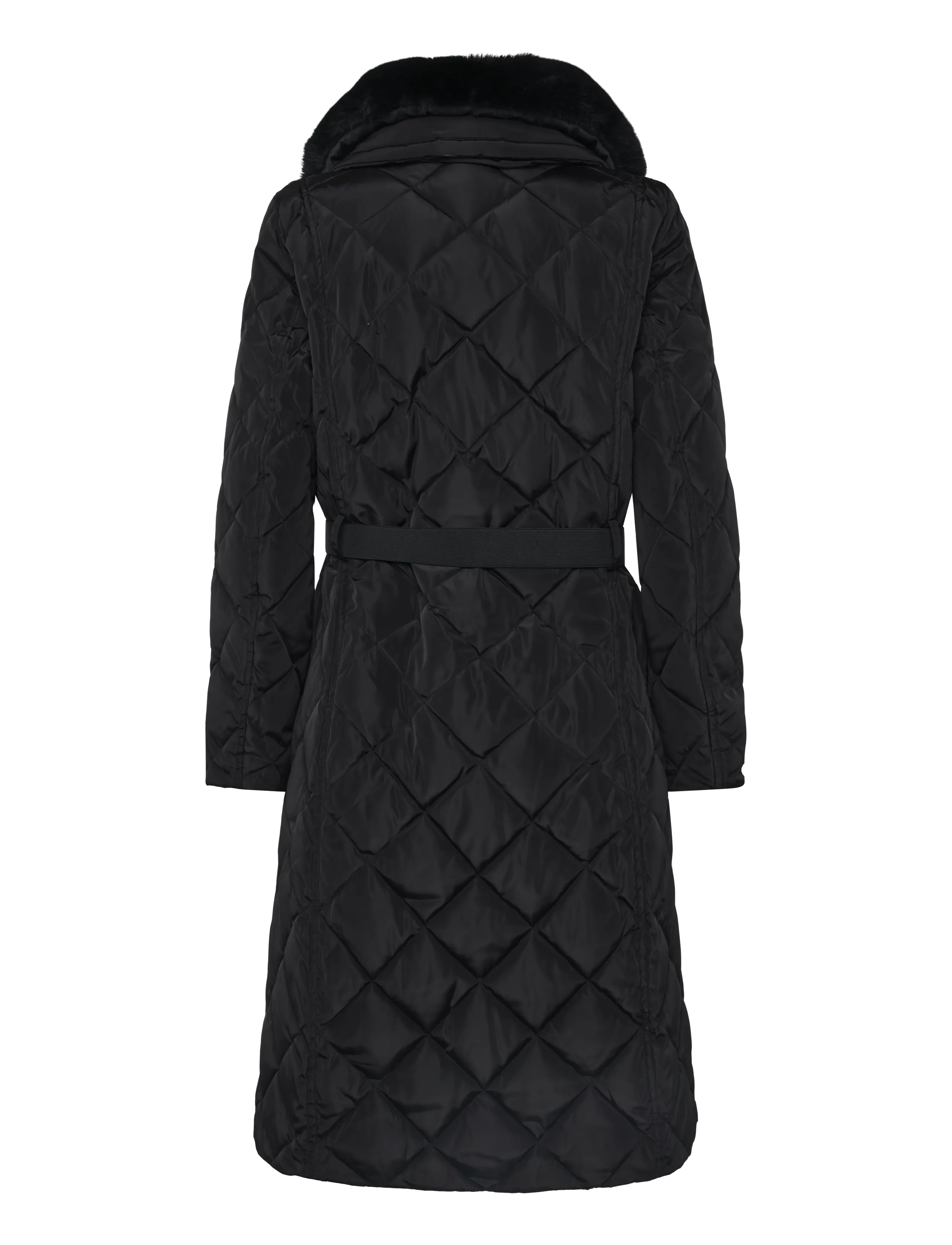 Lauren Ralph Lauren - Faux-Fur-Trim Belted Quilted Down Coat - talvejoped - black - 3