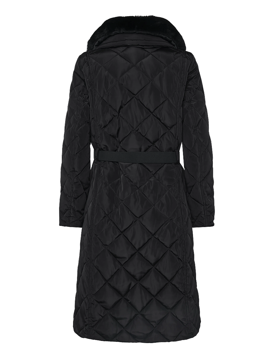 Lauren Ralph Lauren - Faux-Fur-Trim Belted Quilted Down Coat - talvejoped - black - 3