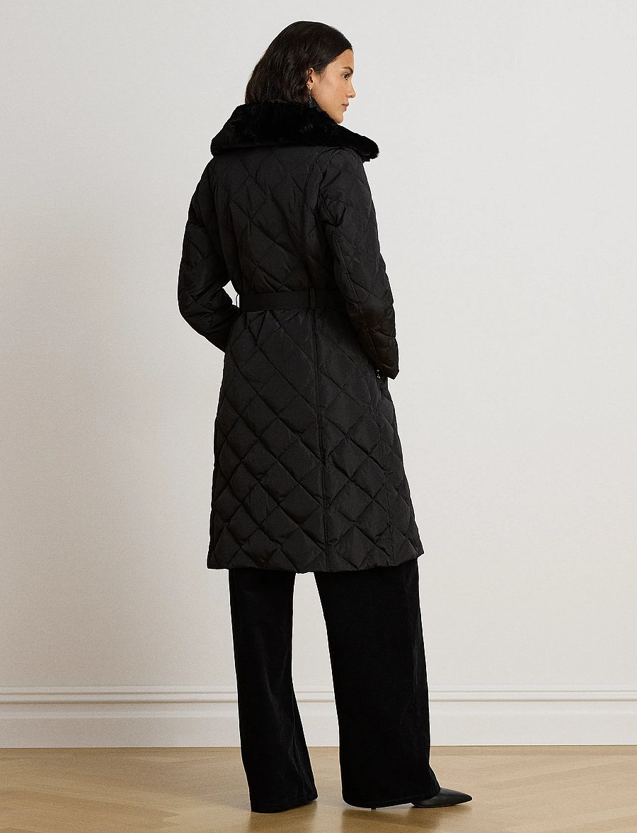 Lauren Ralph Lauren - Faux-Fur-Trim Belted Quilted Down Coat - black - 3